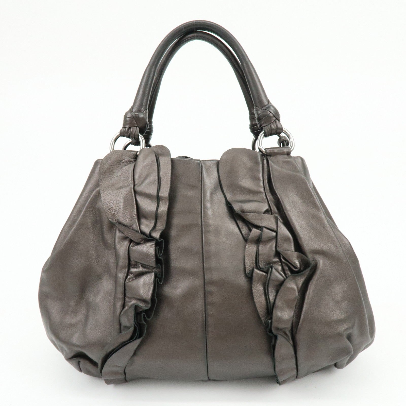 Prada Gathered Tote Bag - Brown, Nappa Leather