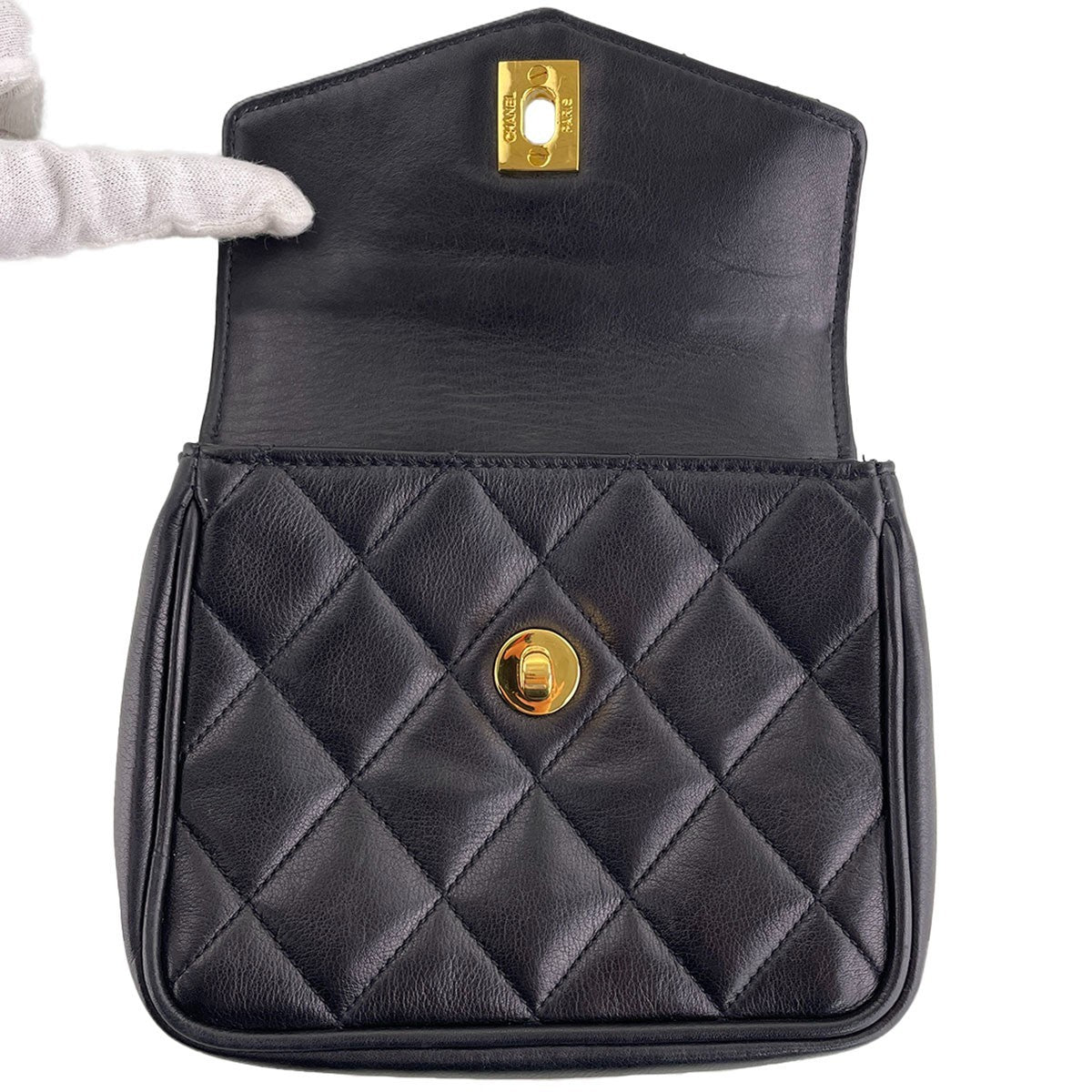 CHANEL Matelasse Waist Bag - Black, Lambskin Leather