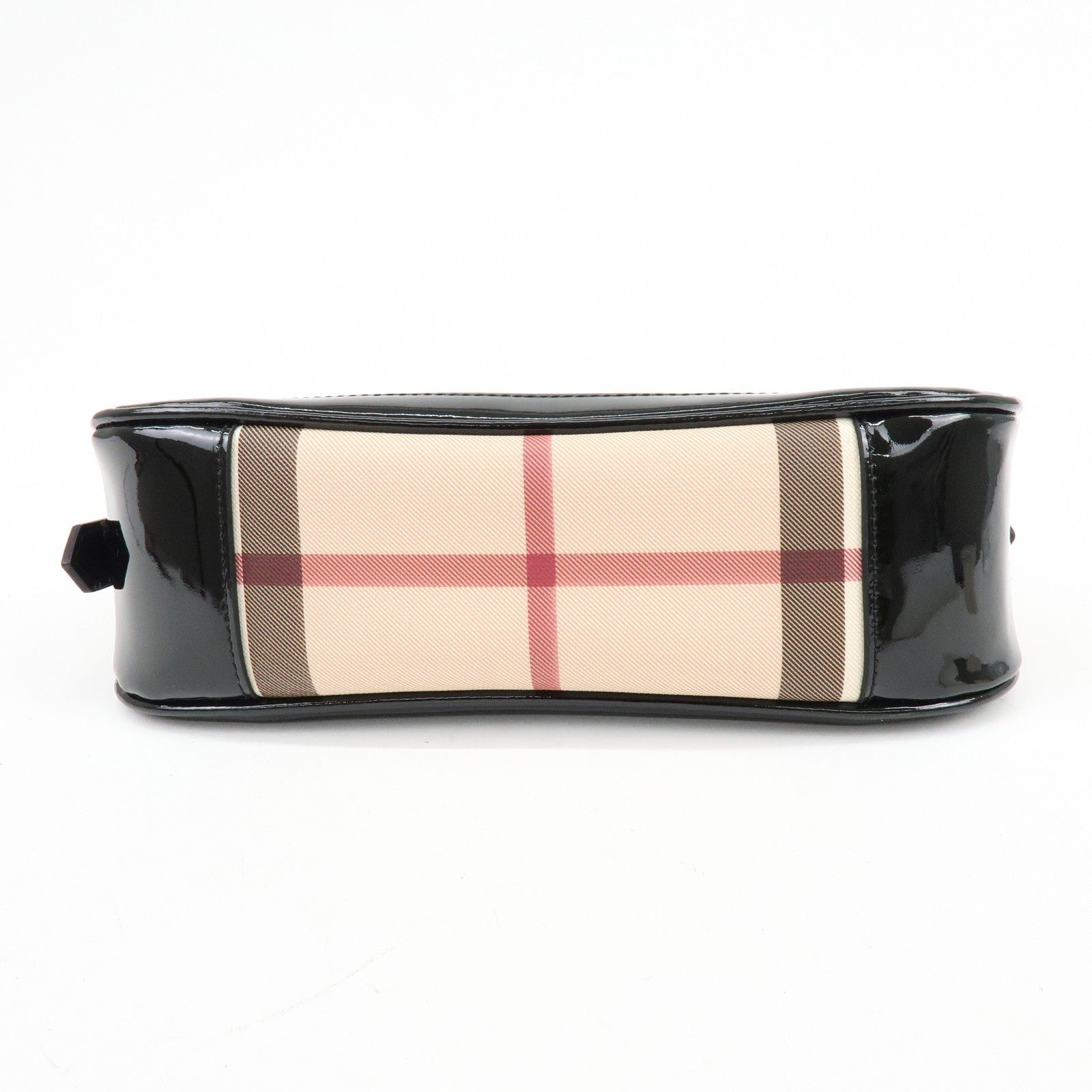Burberry Nova Plaid Hand Bag - Beige, Black, PVC, Patent Leather