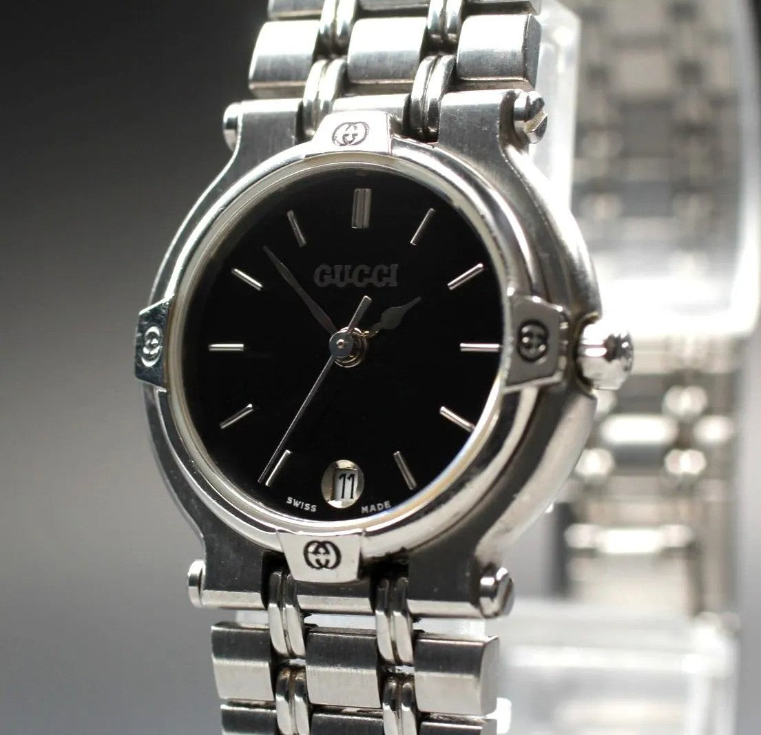 Gucci 9100L Wristwatch - Black, Stainless Steel