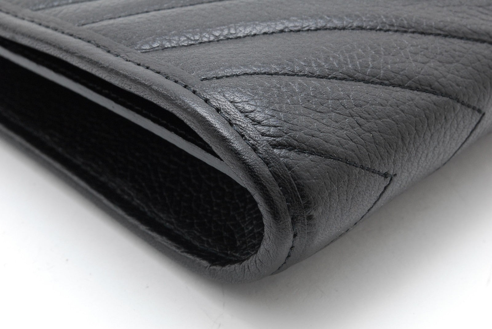 Saint Laurent Chevron Clutch Bag - Black, Leather