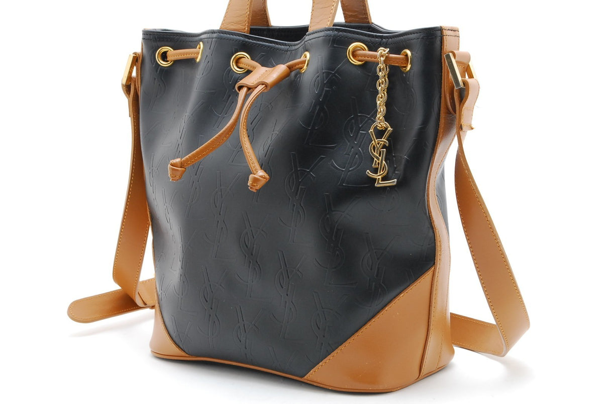 Saint Laurent YSL Monogram Shoulder Bag - Black, Leather