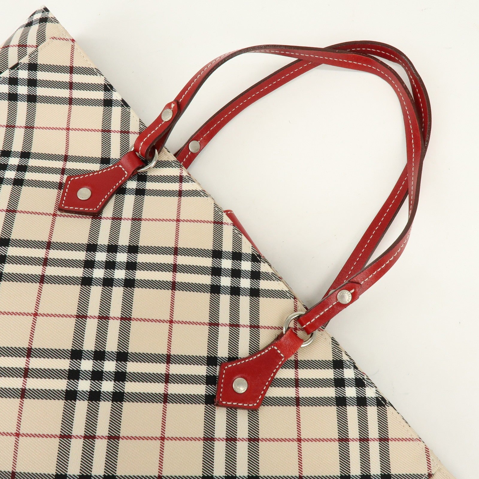 Burberry Blue Label Nova Plaid Tote Bag - Beige, Nylon and Leather