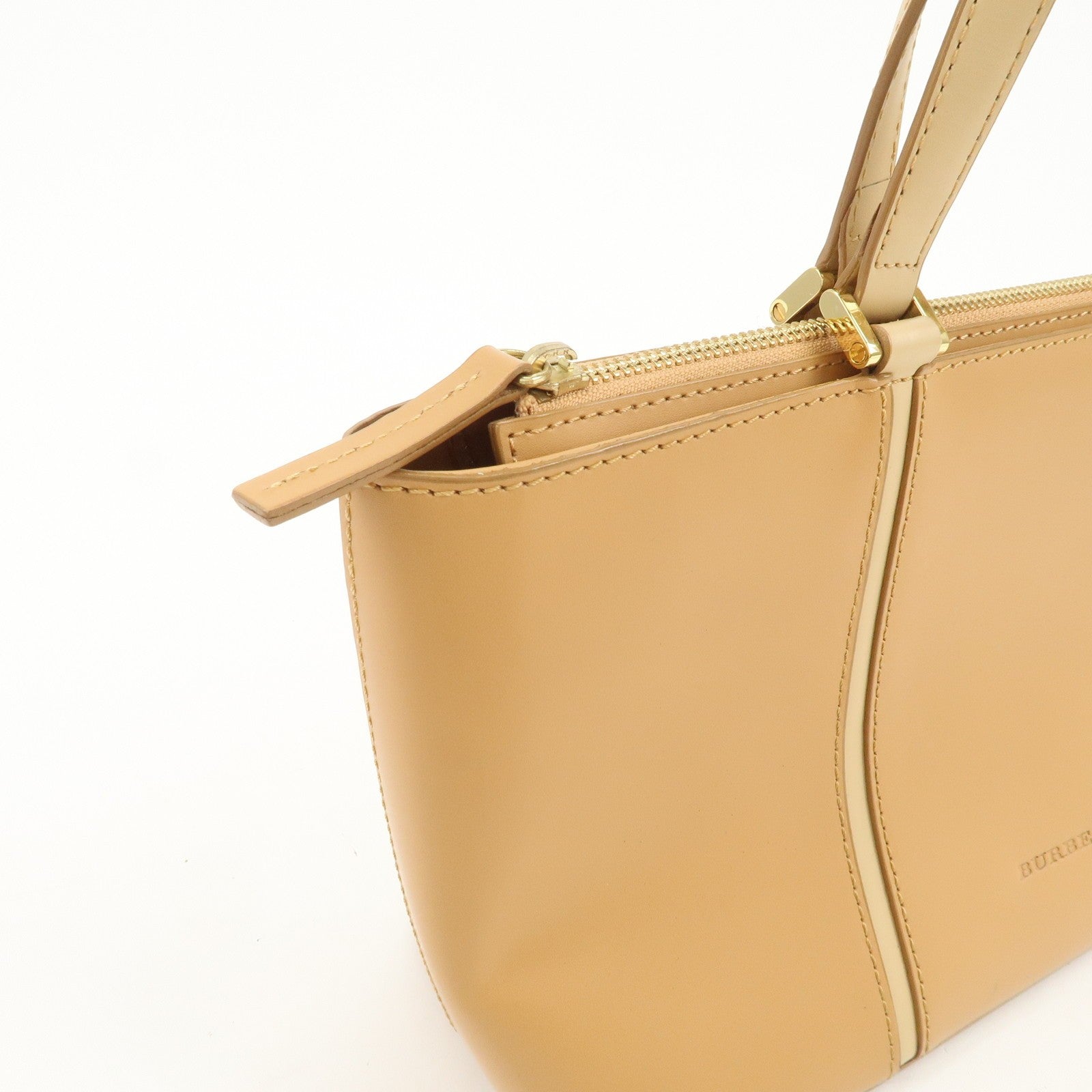 Burberry Nova Plaid Logo Hand Bag - Light Brown, Leather