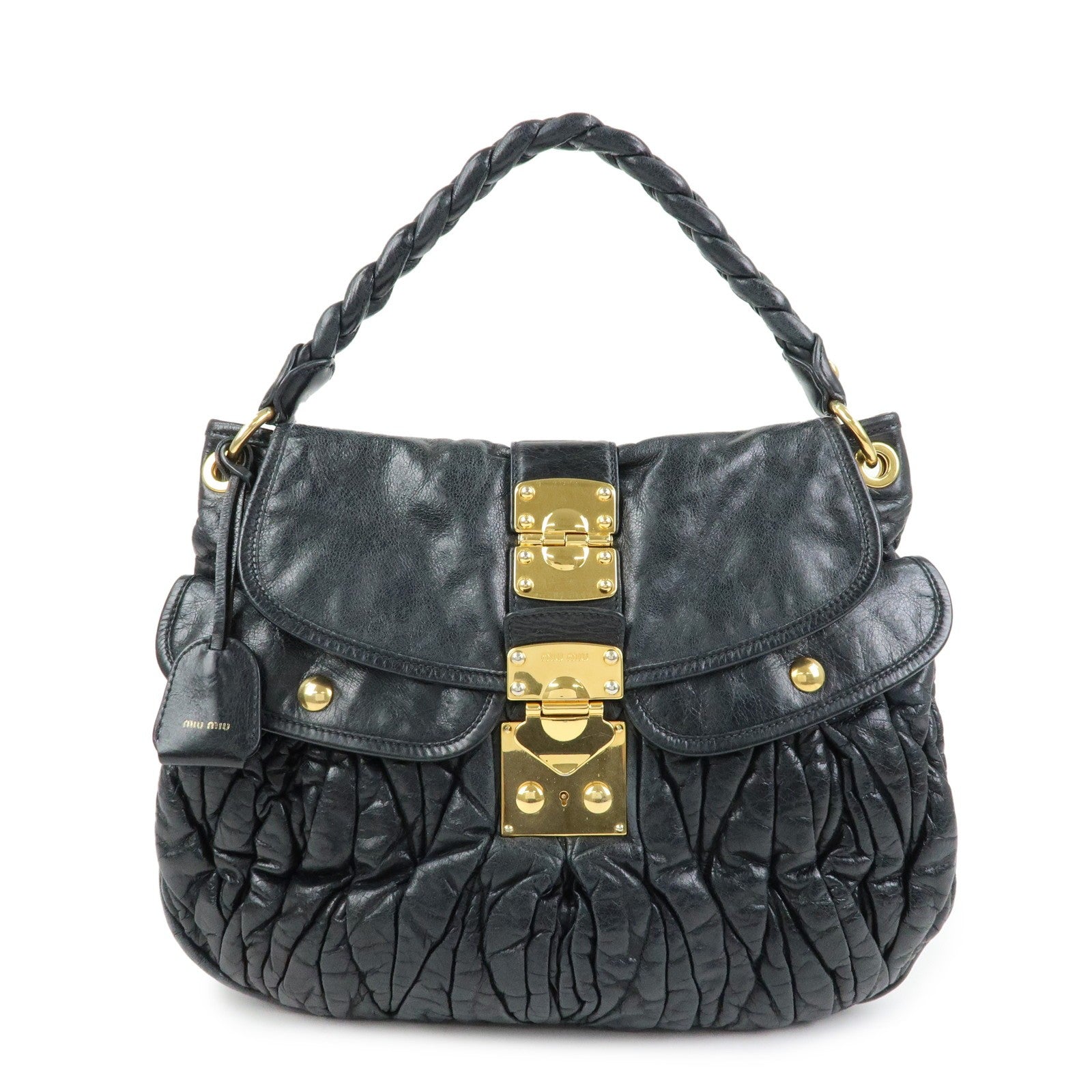 Miu Miu Matelasse Hand Bag - Black, Leather