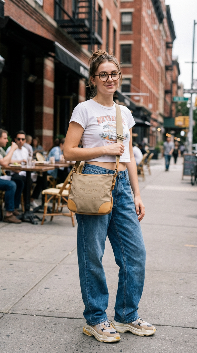 Prada Logo Jacquard Shoulder Bag - Camel, Leather