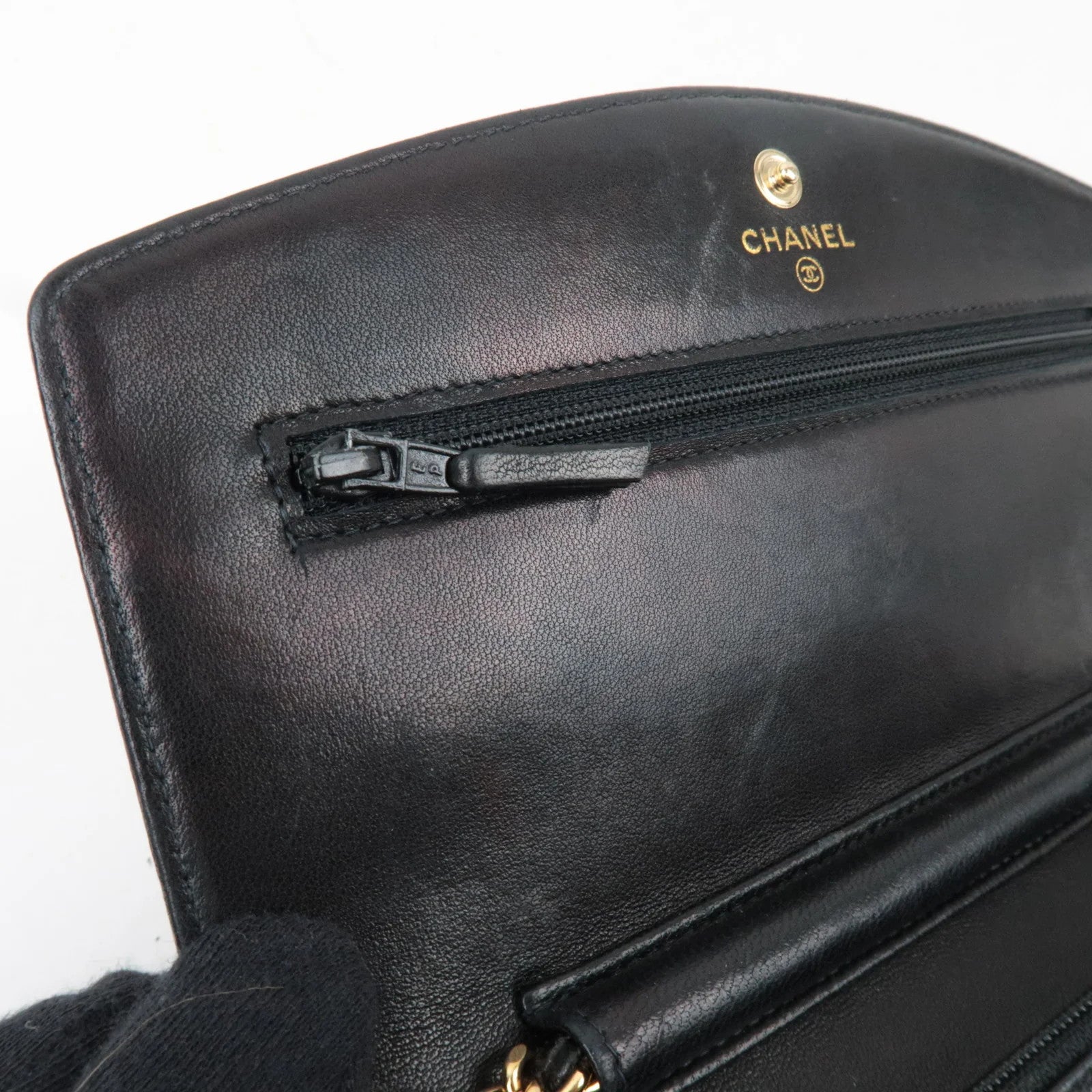 CHANEL Caviarskin Chain Wallet WOC Shoulder Bag - Black, Caviarskin