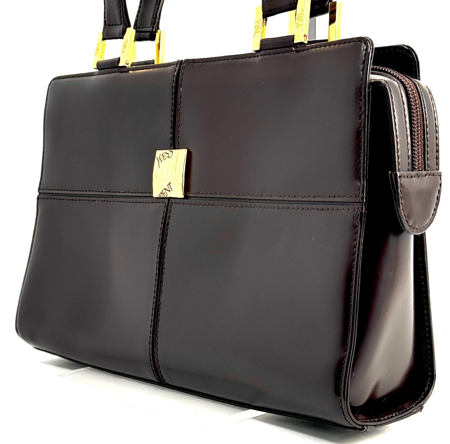 Saint Laurent Yves Shoulder Hand Tote Bag - Brown, Leather