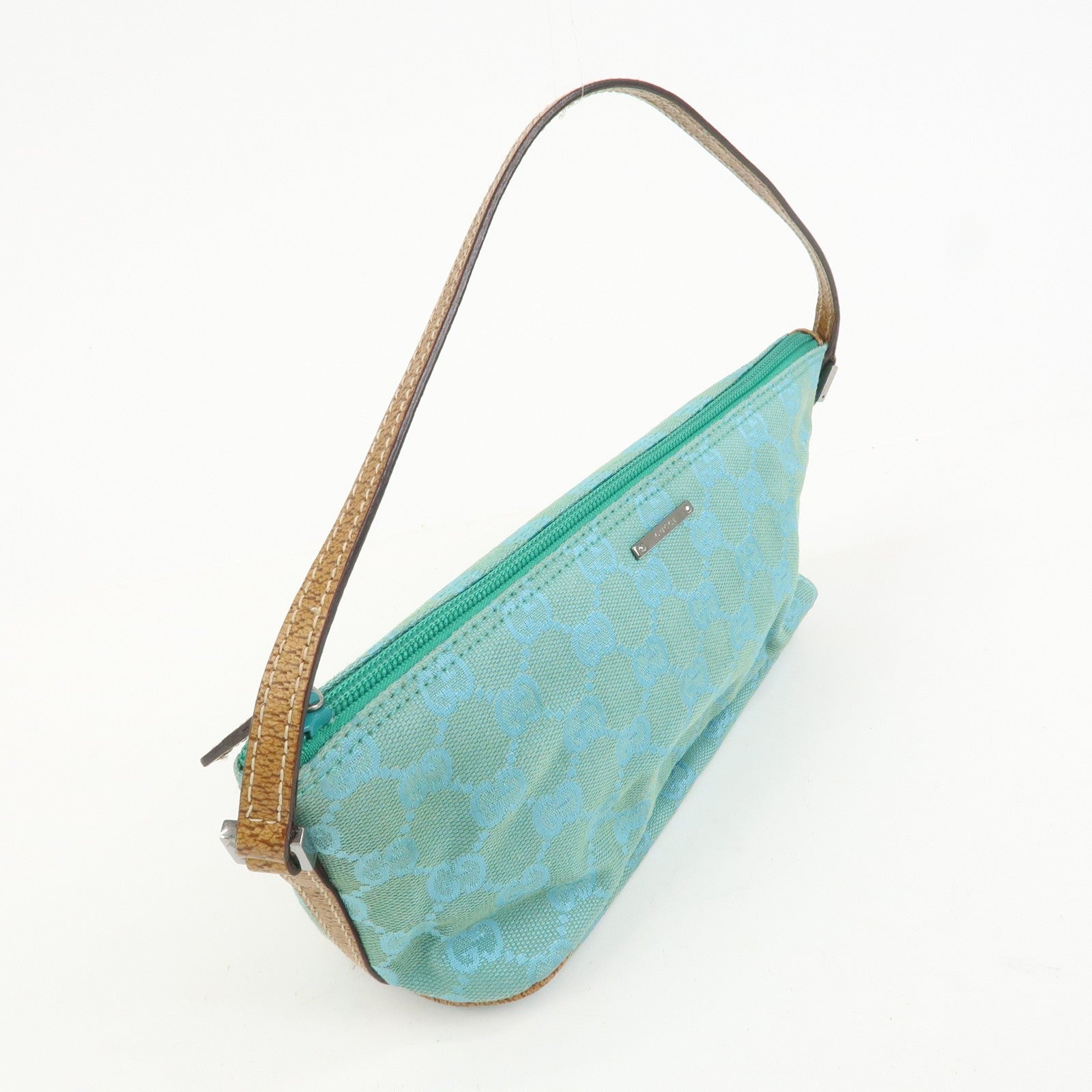 Gucci Boat Hand Bag - Light Blue, GG Canvas, Leather