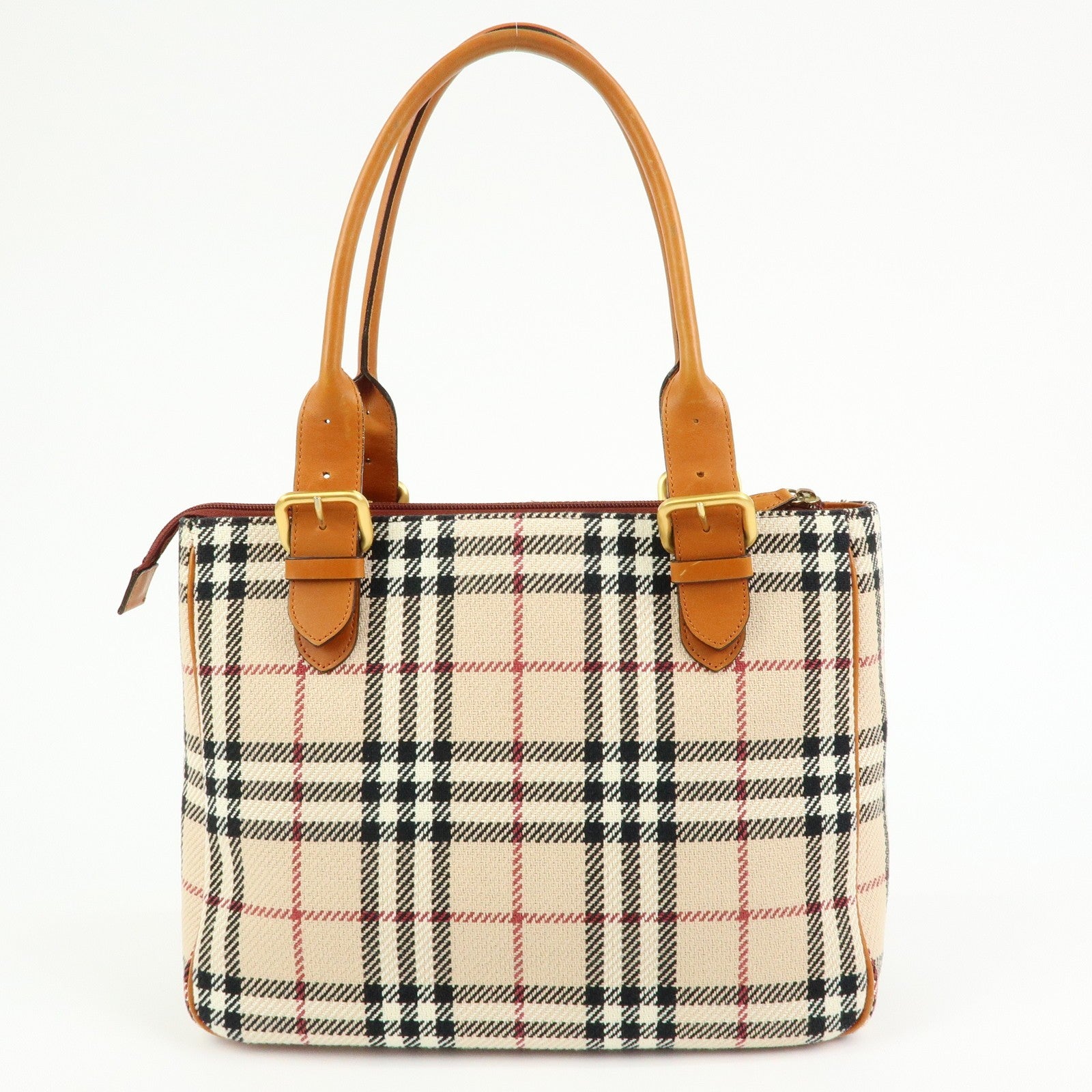 Burberry Nova Plaid Tote Bag - Beige, Canvas