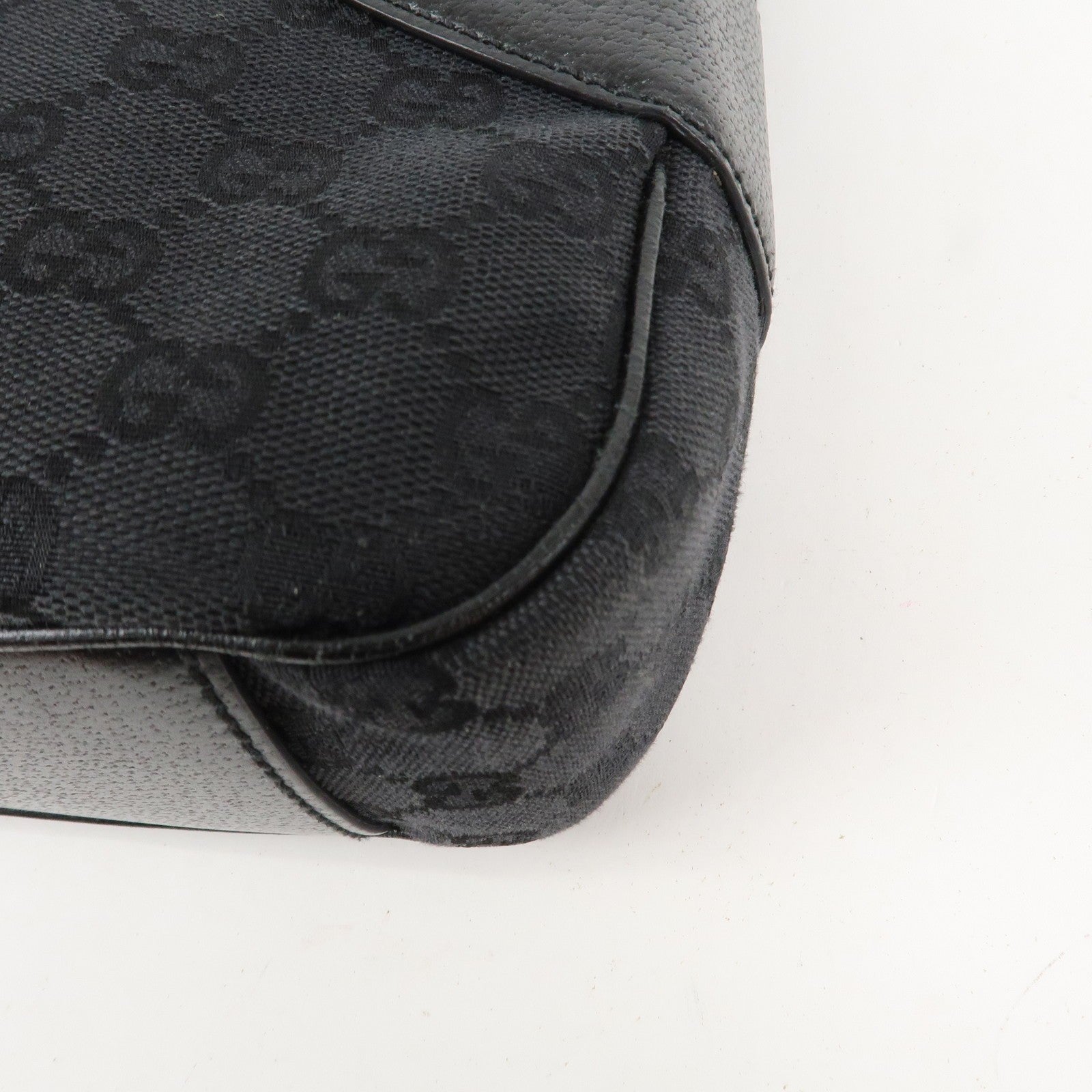 Gucci 113012 Shoulder Bag - Black, GG Canvas, Leather