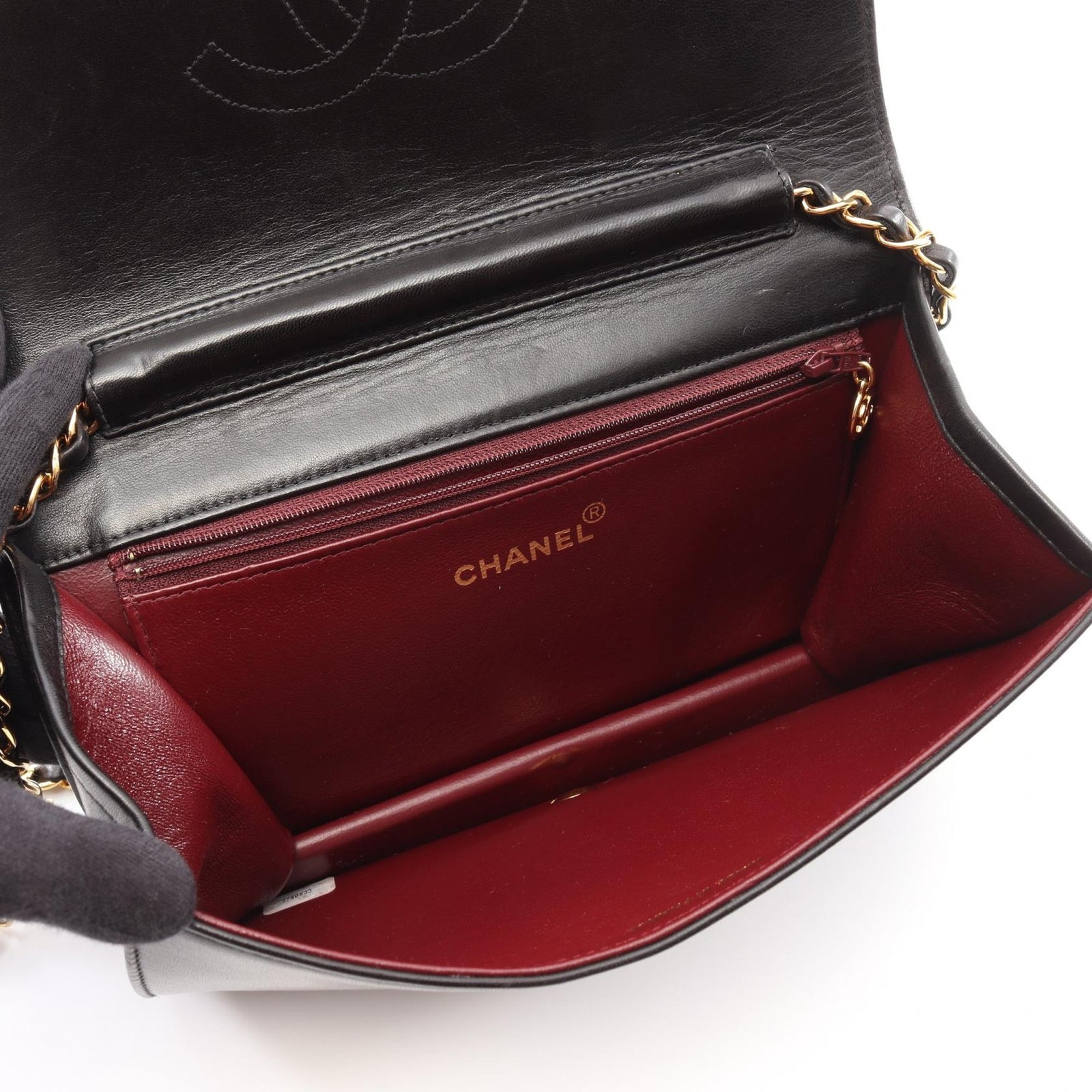 Chanel Matelasse Single Flap Chain Shoulder Bag - Black, Lambskin Leather