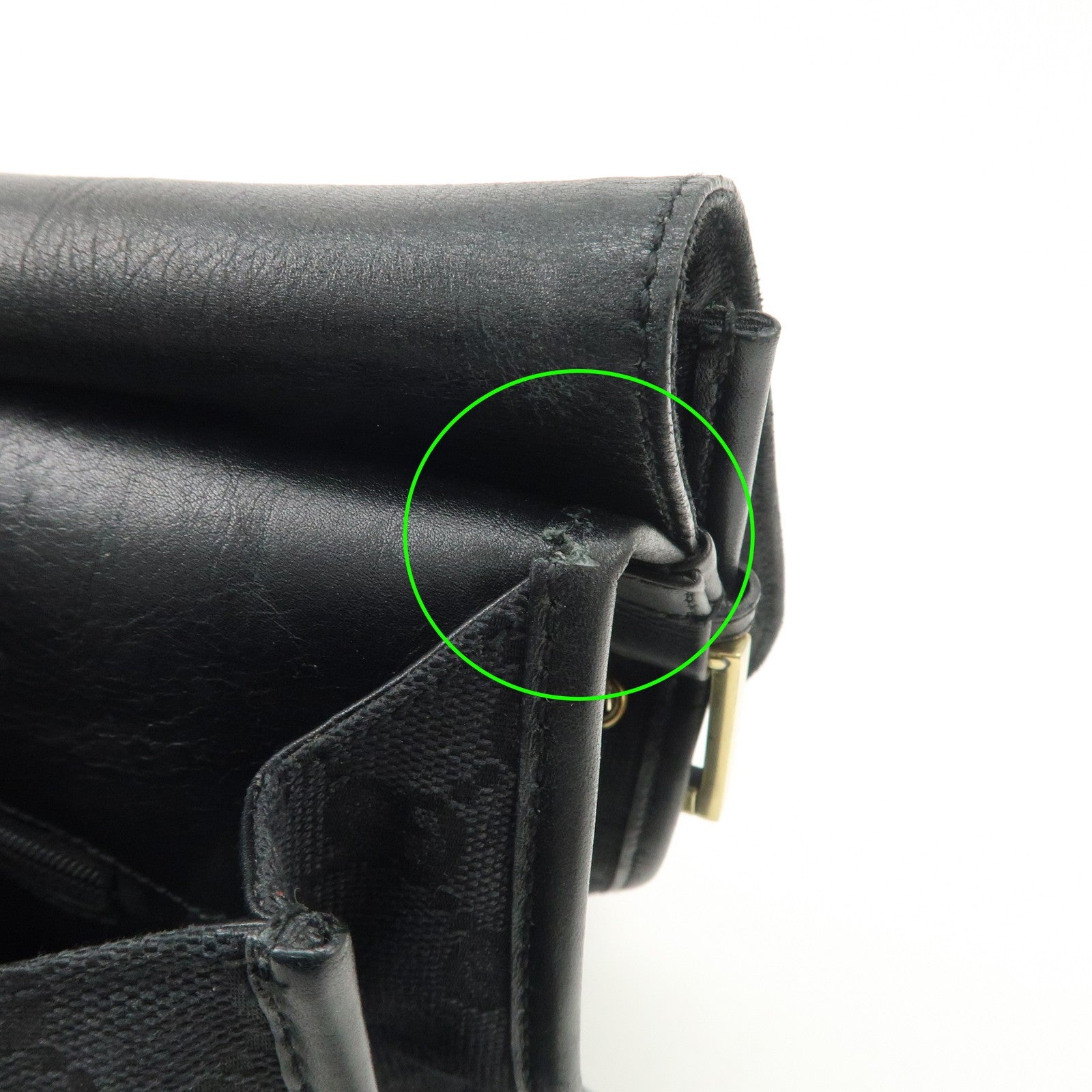 Gucci GG Canvas Leather semi Shoulder Bag - Black, Canvas