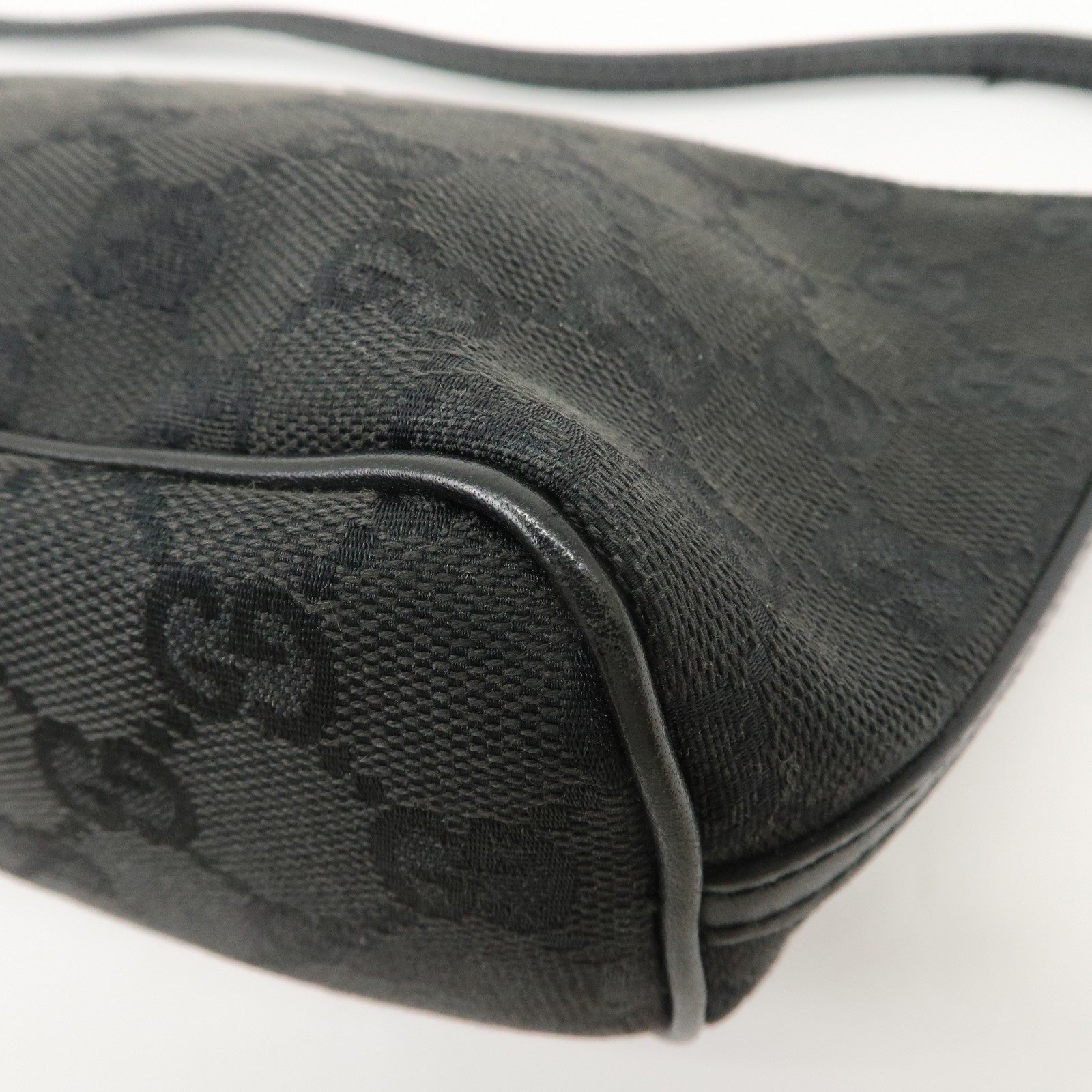 Gucci Boat Bag Hand Bag - Black, GG Canvas Leather