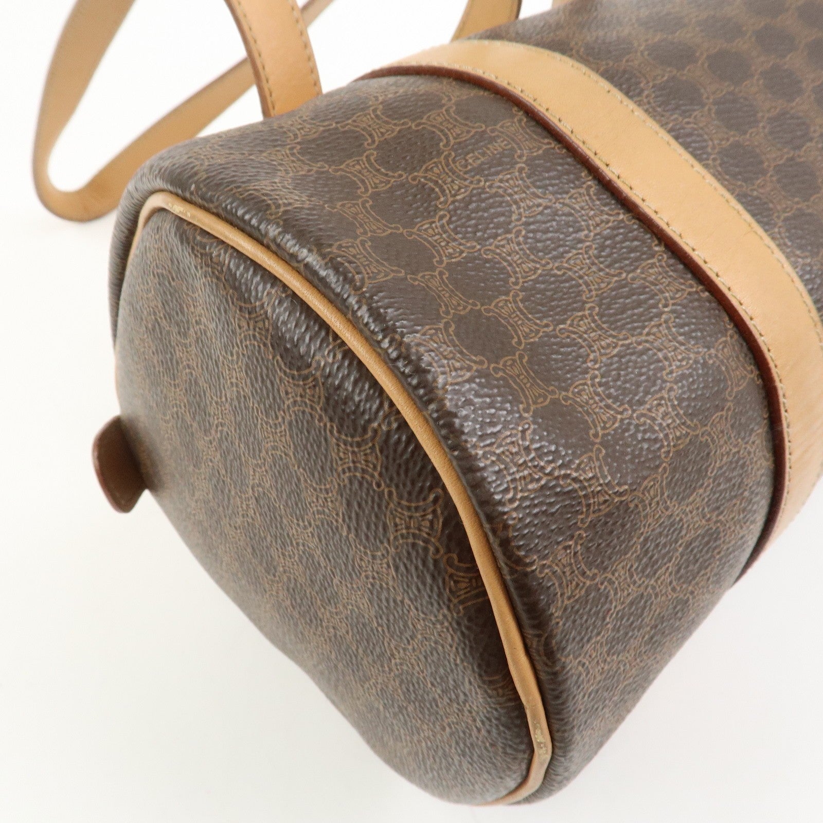 Celine Macadam Canvas Leather Boston Bag - Brown, PVC Coating Canvas, Leather