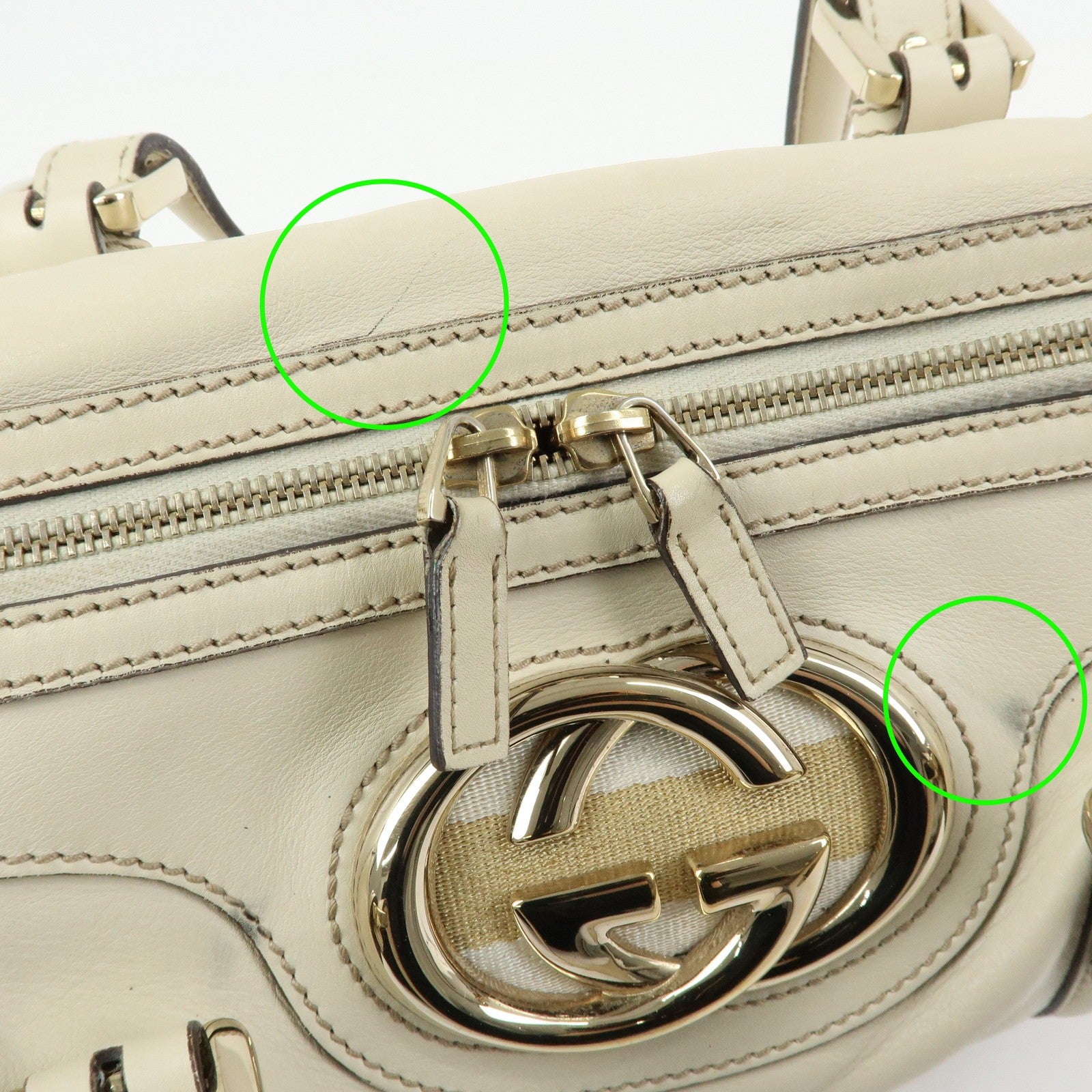 Gucci Interlocking G Sherry Boston Hand Bag - Ivory, Leather