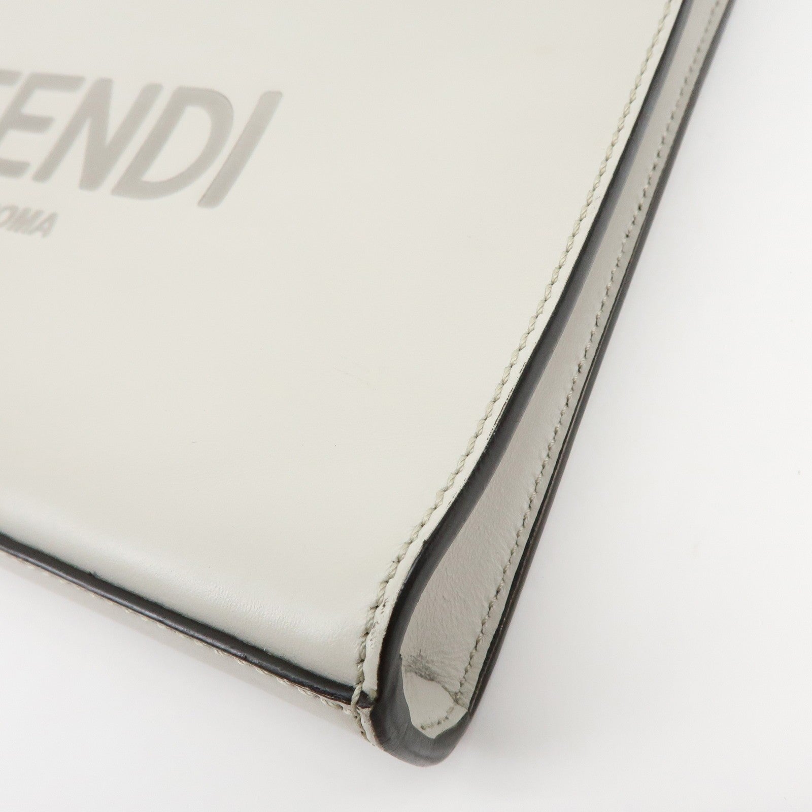 Fendi Logo Shoulder Bag - Light Grey, Leather
