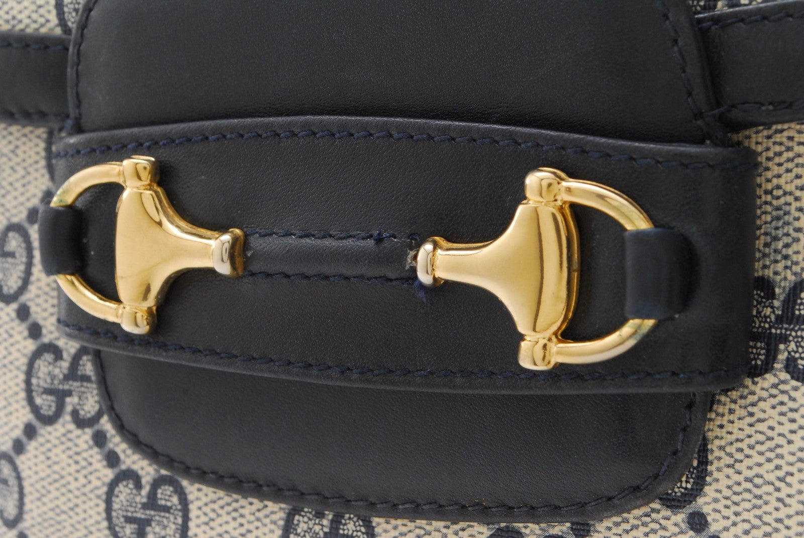 Gucci GG Supreme Horsebit Shoulder Bag - Navy, PVC Leather