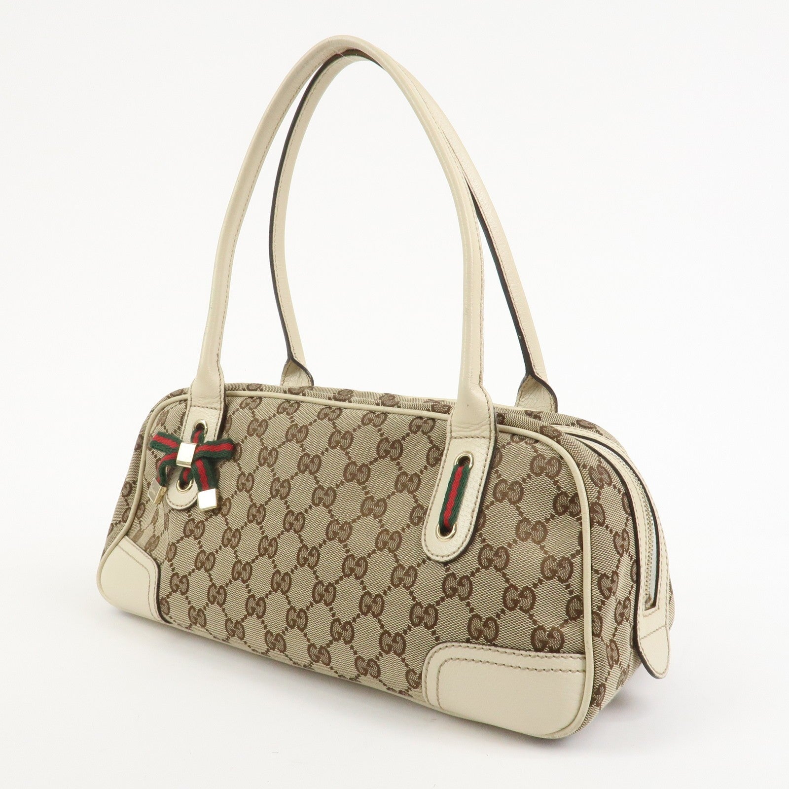Gucci Princy Sherry Boston Bag - Brown Ivory, GG Canvas Leather