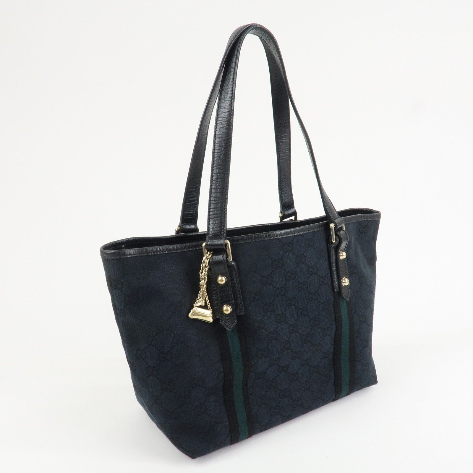 Gucci Tote Shoulder Bag - Black, Canvas Leather