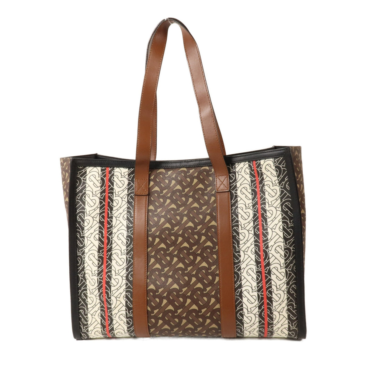 Burberry GHW Tote Bag - Brown/Black/White, PVC Coated Canvas