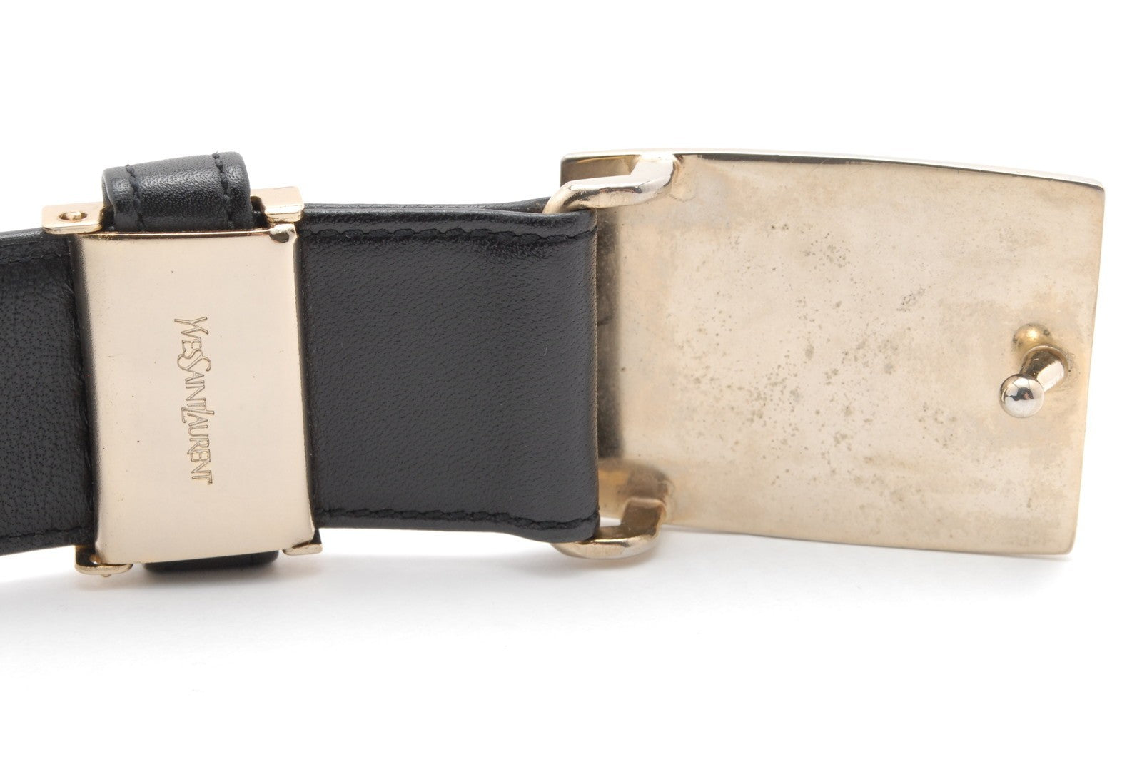 Saint Laurent Vintage YSL Logo Buckle Belt - Black, Leather