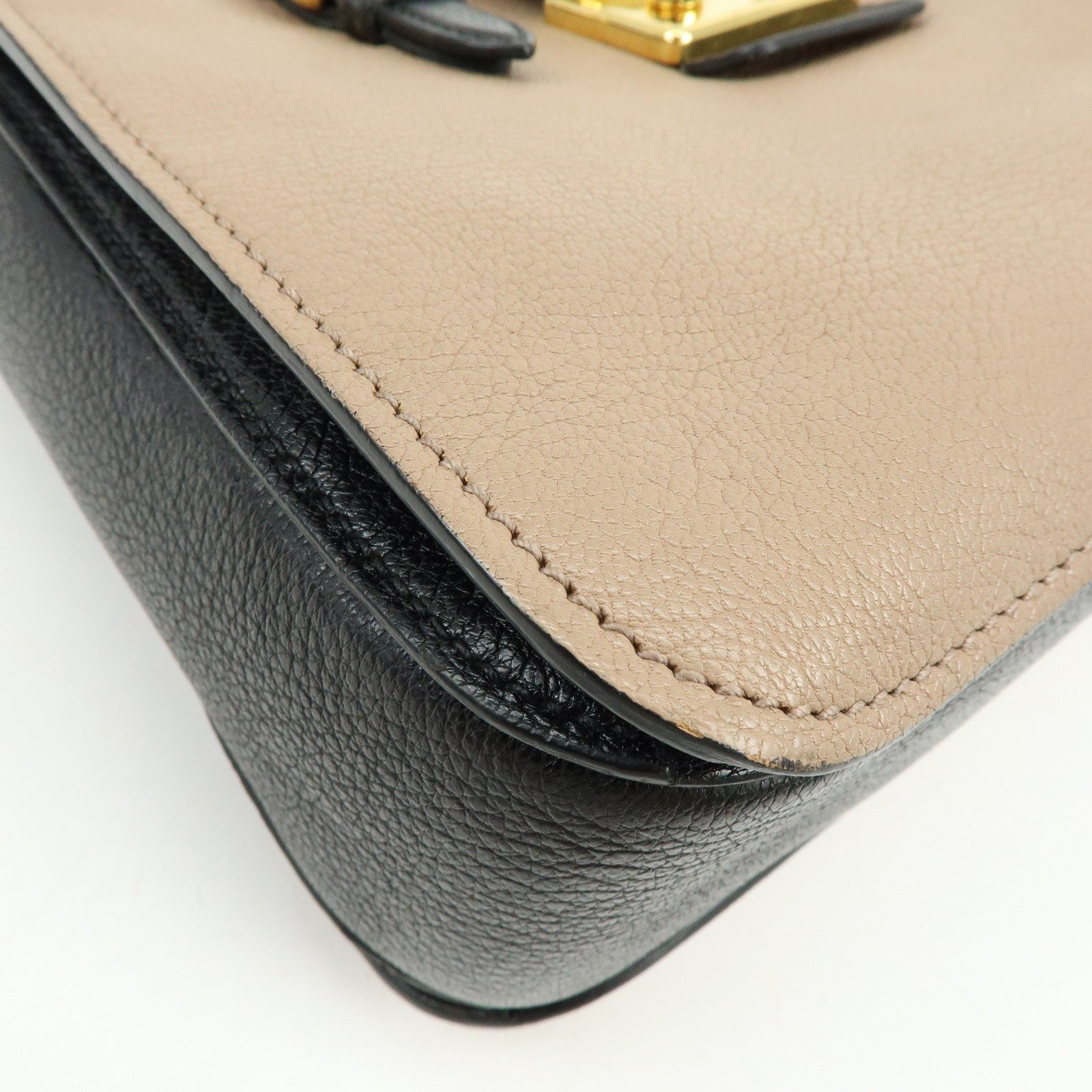 Miu Miu Hand Bag - Beige Black, Madras Leather