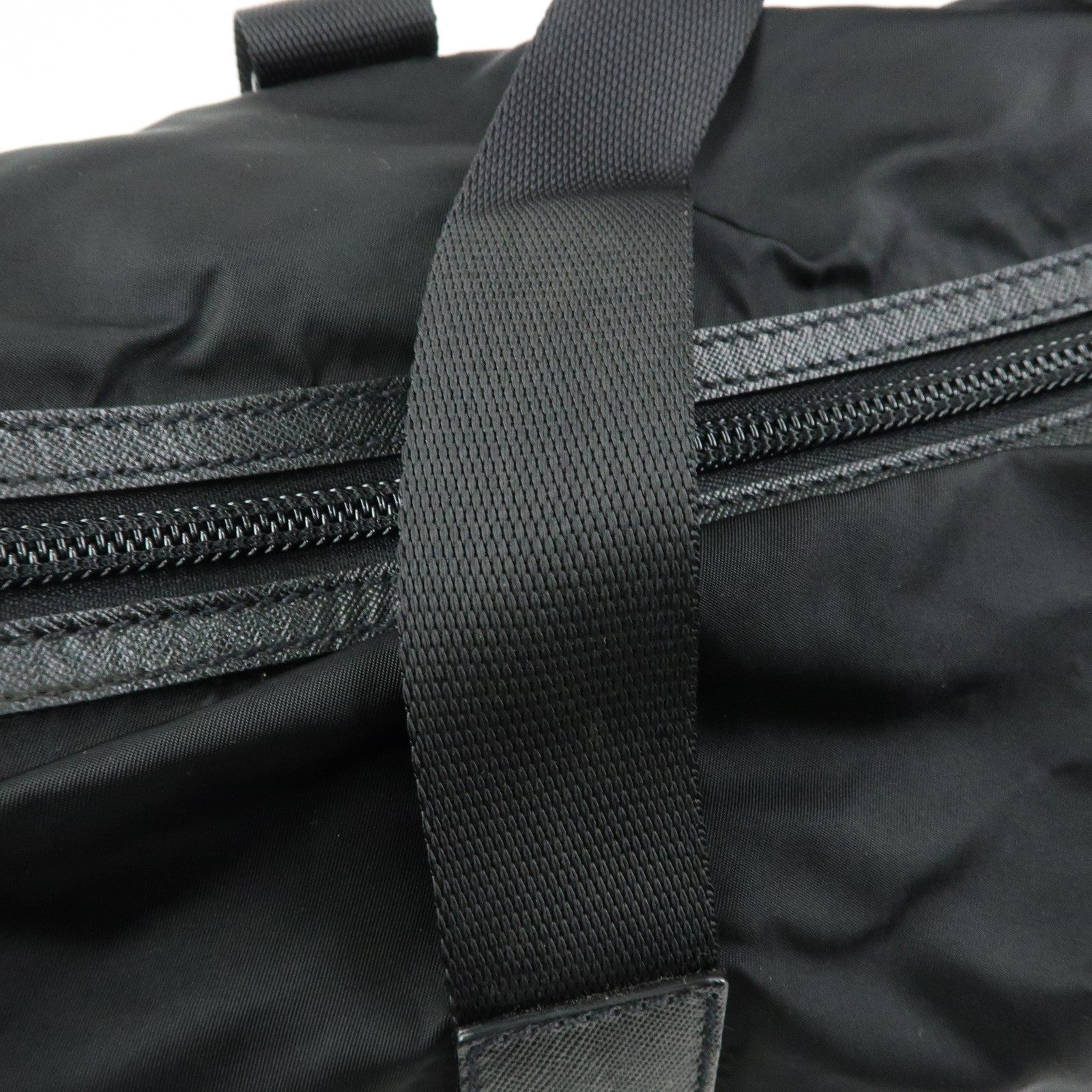 Prada Triangle Logo Boston Hand Bag - Black, Nylon