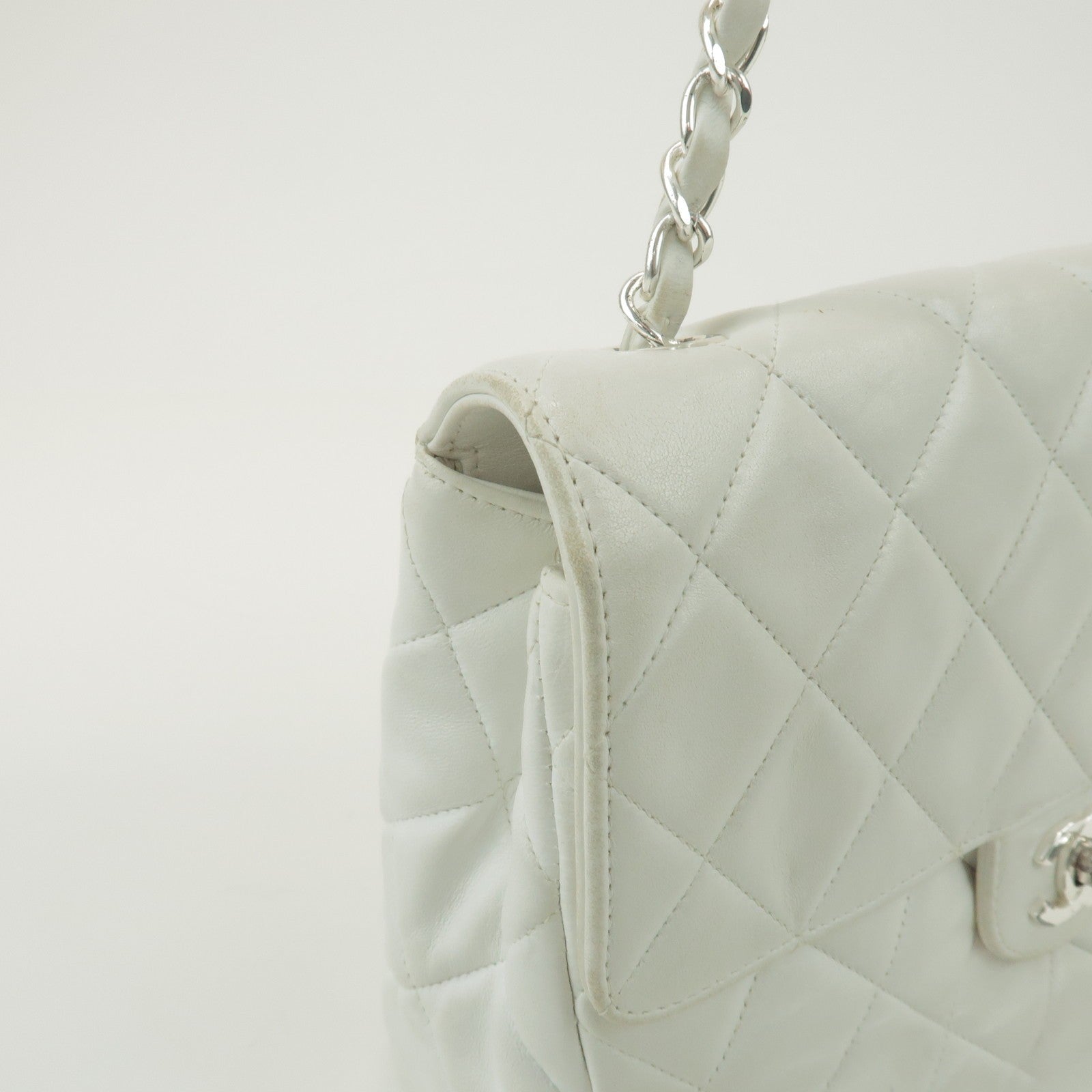 Chanel Matelasse Chain Shoulder Bag - White, Lamb Skin