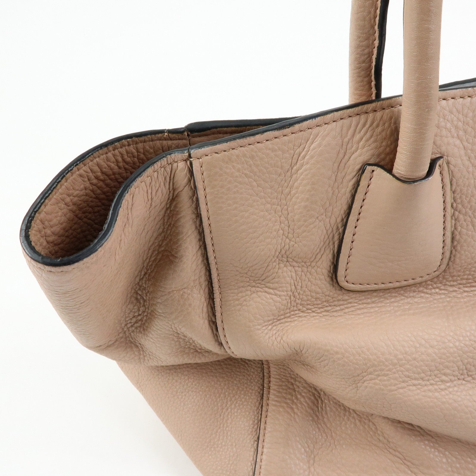 Prada Triangle Logo Tote Bag - Pink Beige, Leather