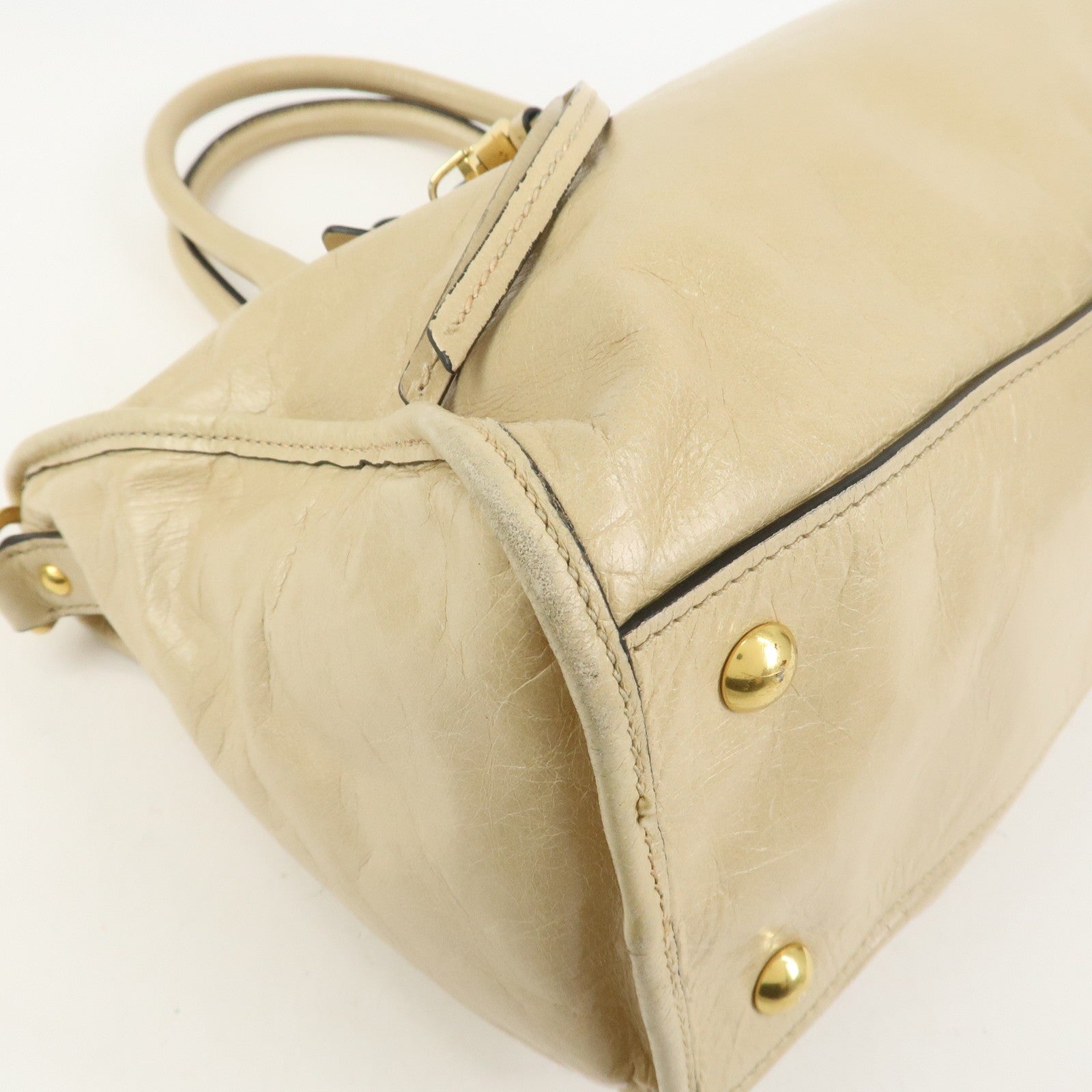Miu Miu Logo Leather 2Way Bag - Beige, Leather