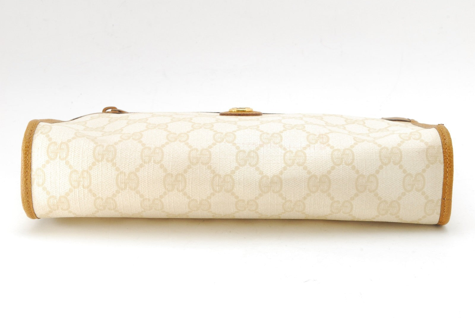 Gucci GG Supreme Clutch Bag - White Brown, PVC Leather