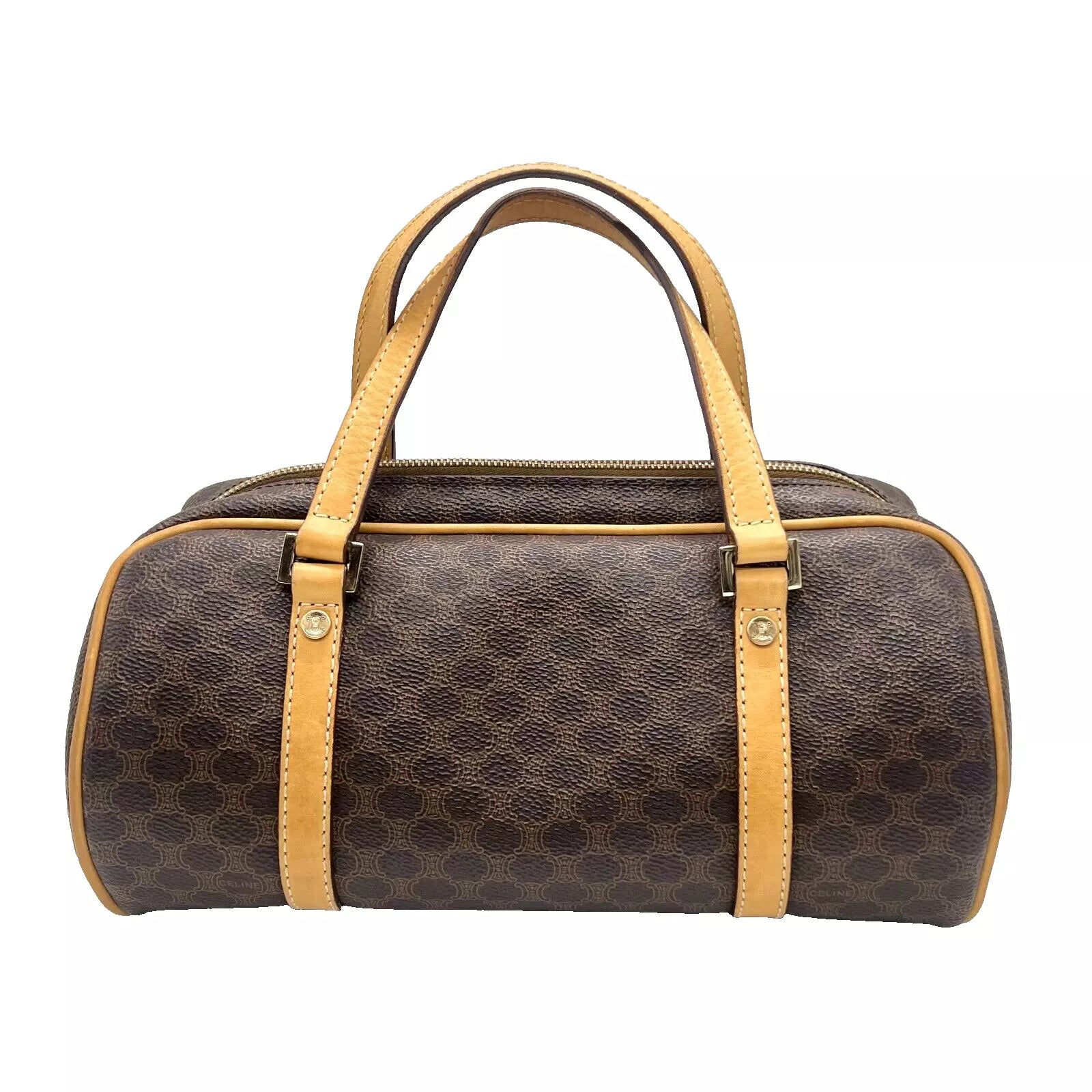 CELINE Triomphe Shoulder Bag - Tan, Leather, PVC