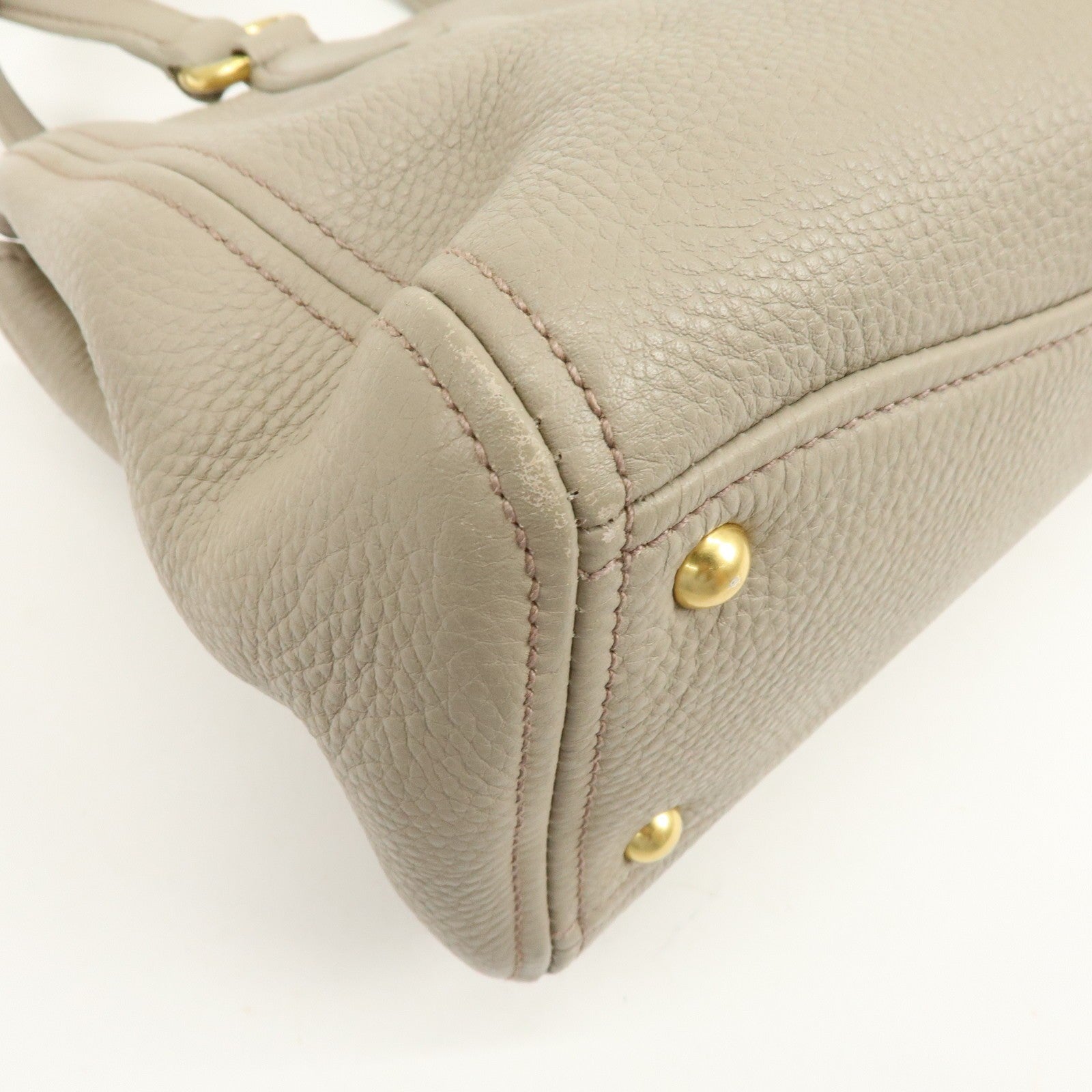 Miu Miu RN0757 Hand Bag - Beige, Leather