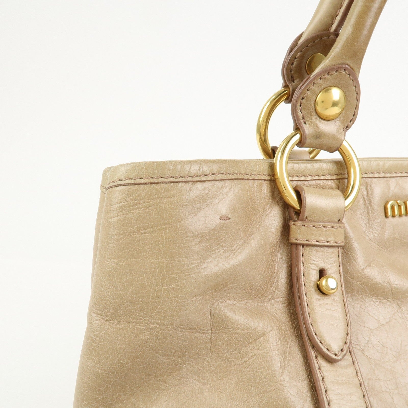 Miu Miu 2Way Hand Bag - Beige, Leather