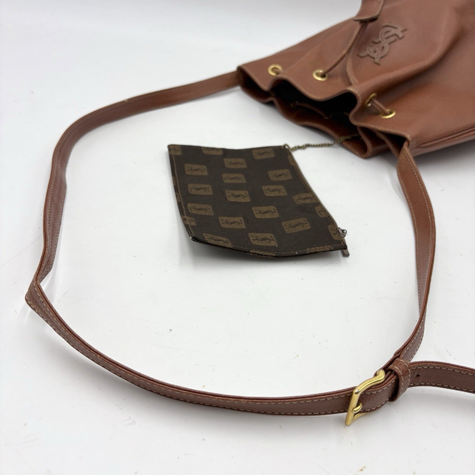 Saint Laurent Yves Cassandra Shoulder Bag - Brown, Leather