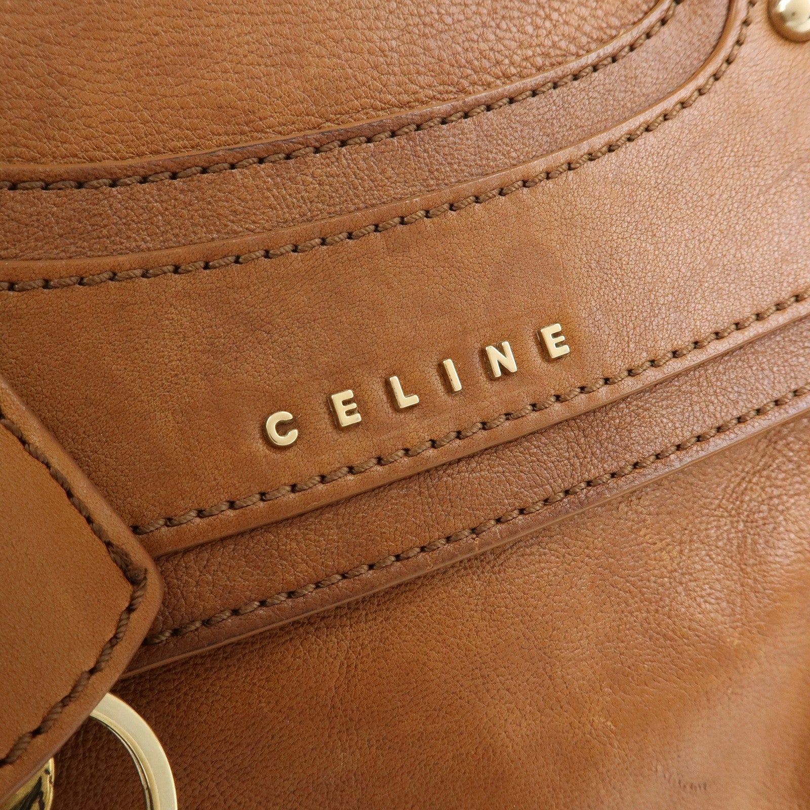 Celine Logo Leather Boogie Bag - Brown, Leather