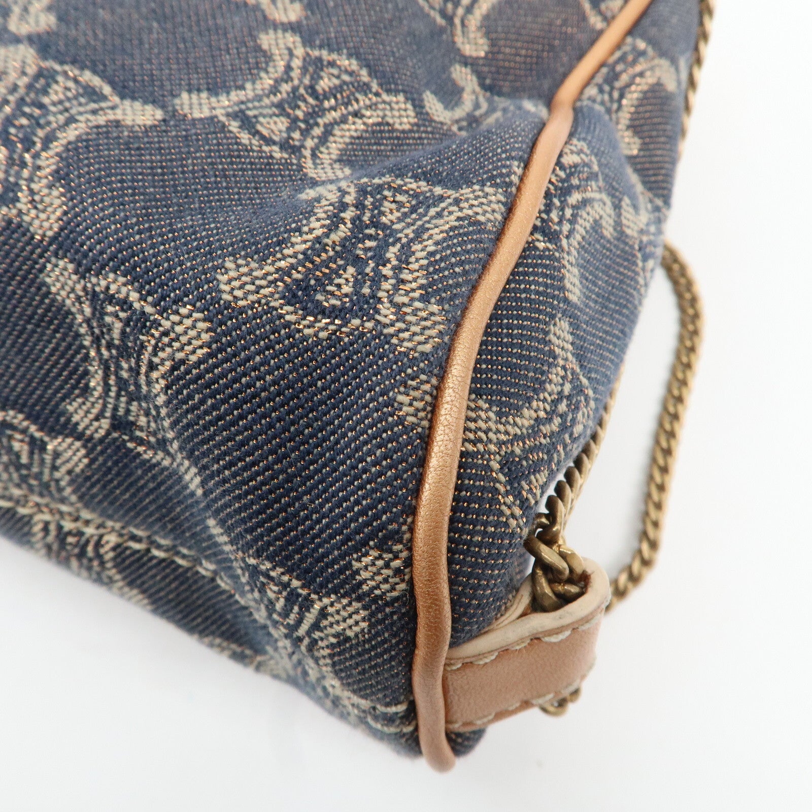 Celine Macadam Denim Leather Tote Bag - Navy/Brown, Denim/Leather