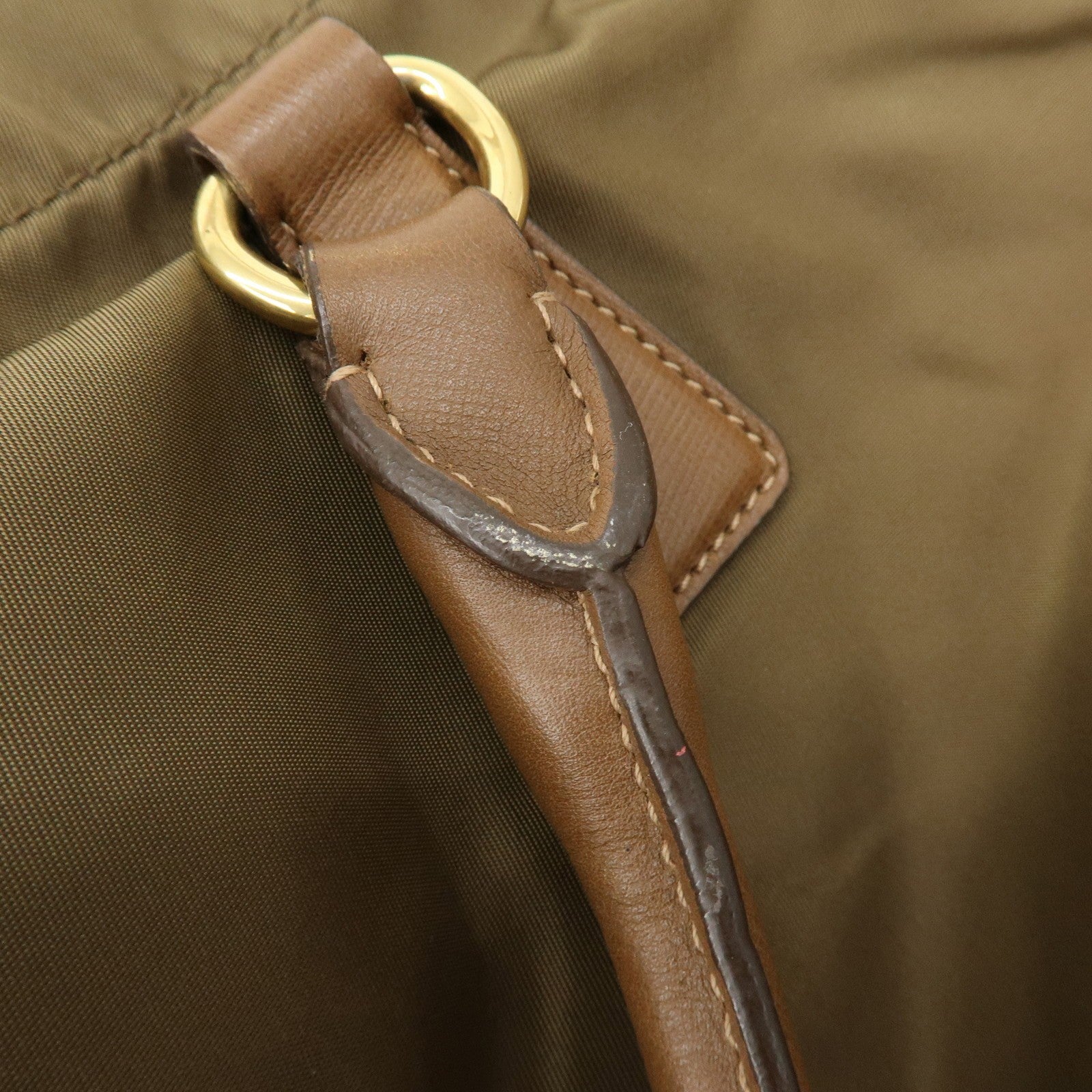 Prada Triangle Logo 2Way Bag - Khaki Brown, Nylon Saffiano Leather