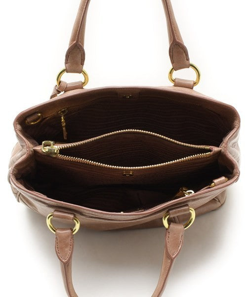 Prada Calf Soft Leather Tote Handbag - Antique, Cowhide Leather