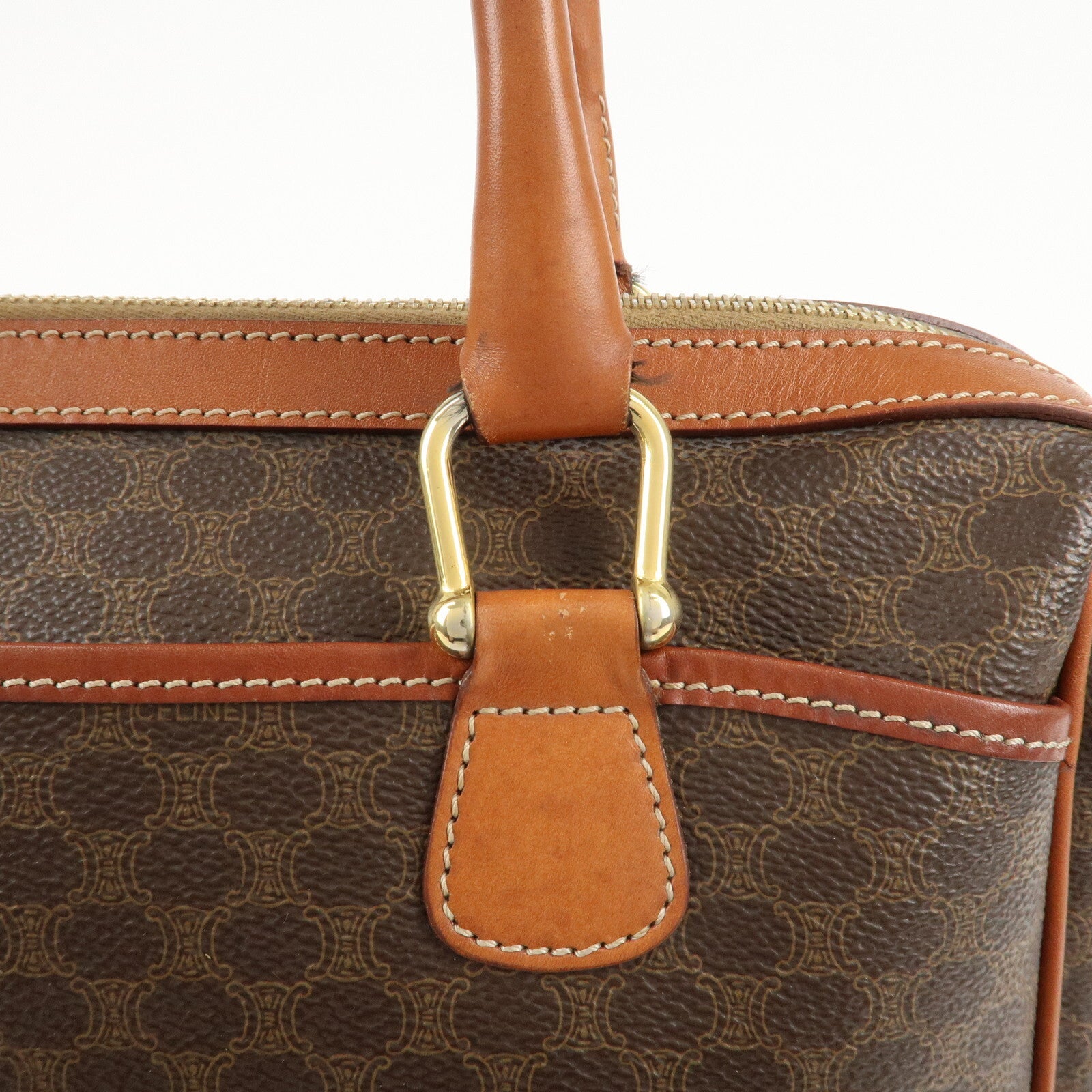 Celine Macadam PVC Leather Boston Bag - Brown, PVC, Leather
