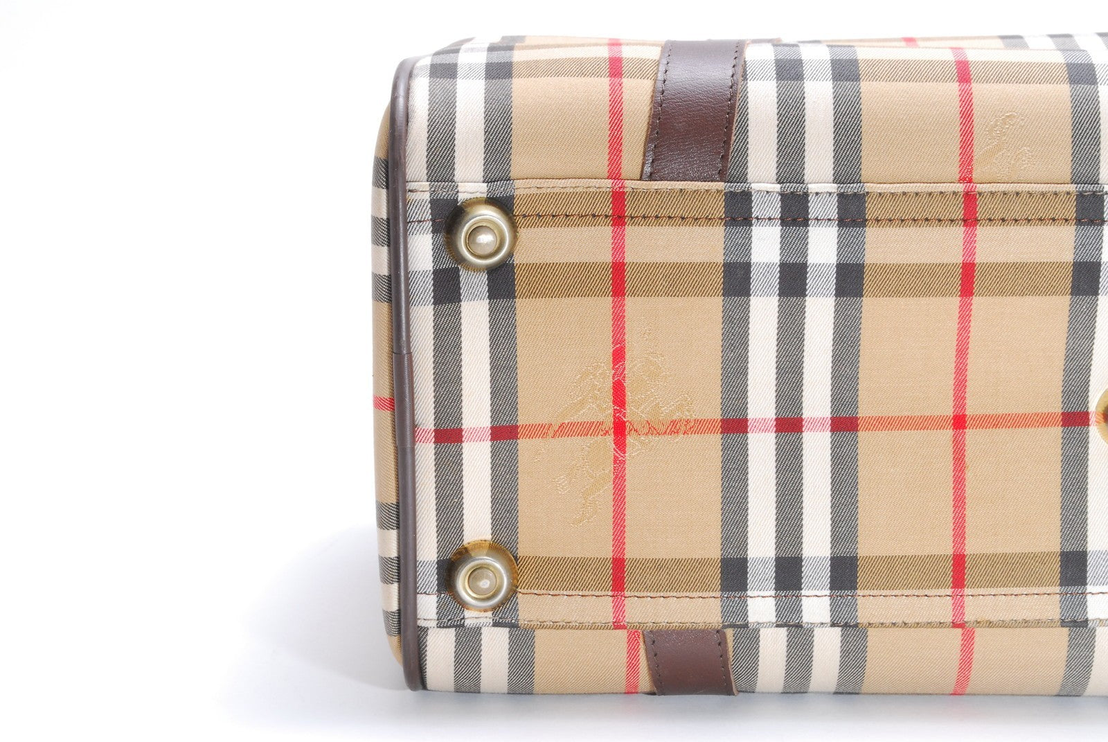 Burberry Nova Check Shadow Horse Boston Bag - Brown, Canvas