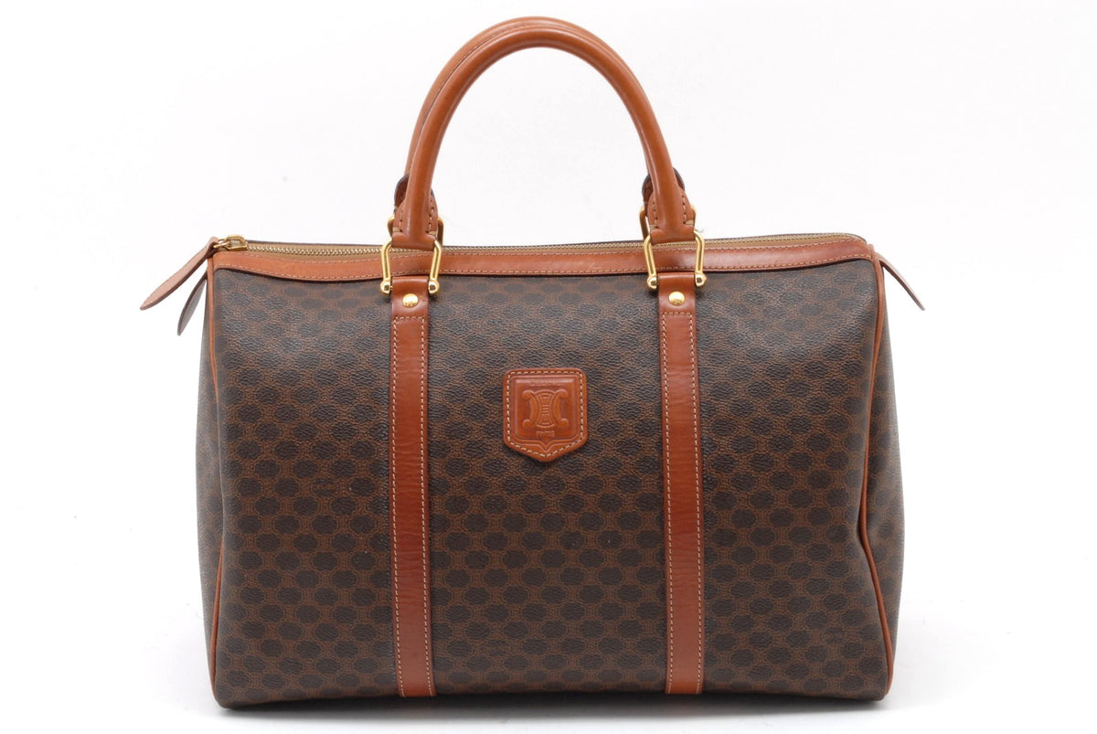 Celine Macadam Boston Handbag - Brown, PVC Leather