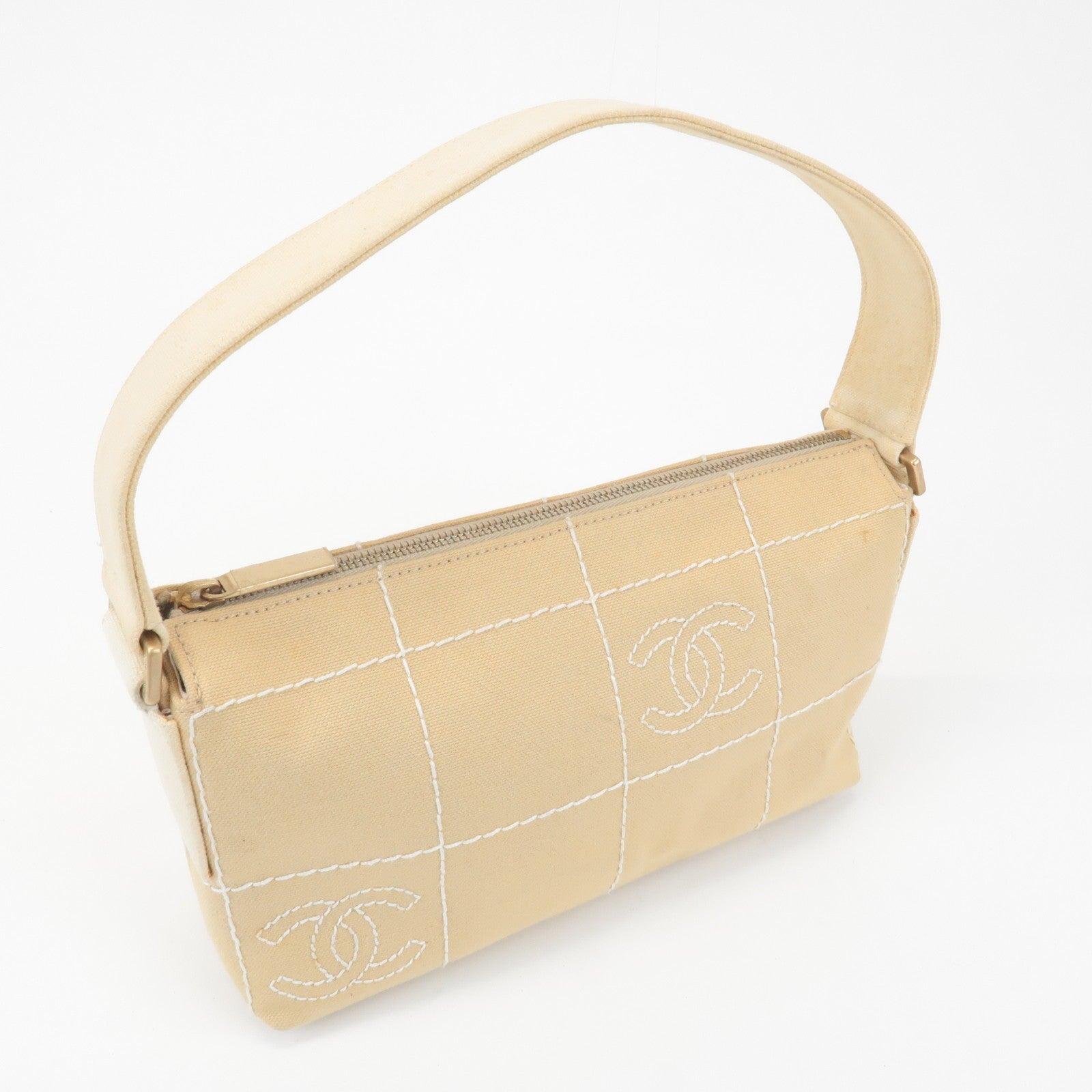 Chanel Wild Stitch Shoulder Bag - Beige, Canvas