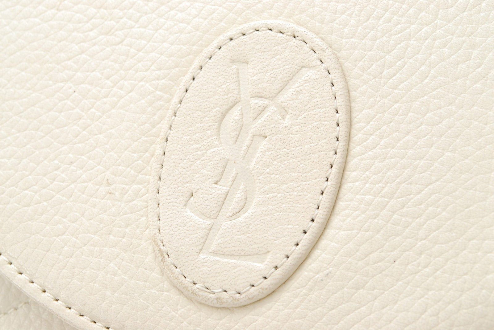 Saint Laurent Vintage Logo Shoulder Bag - White, Leather