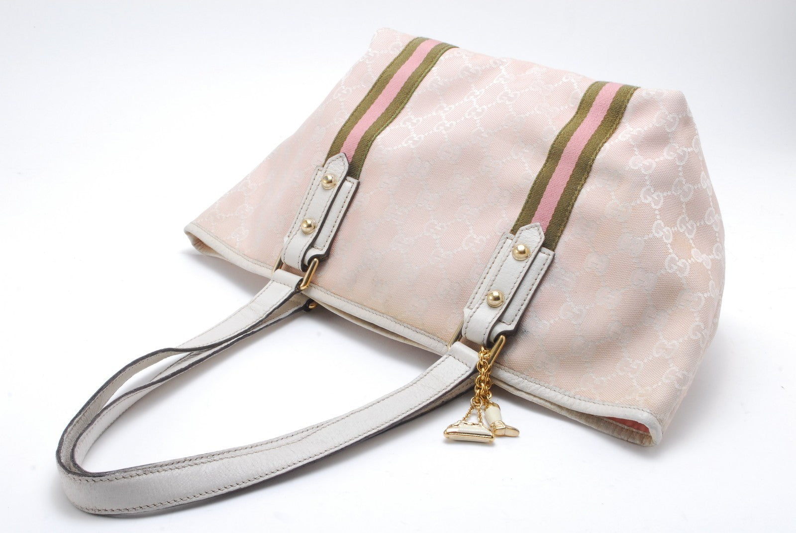Gucci Sherry Line Hand Tote Shoulder Bag - Pink, Canvas
