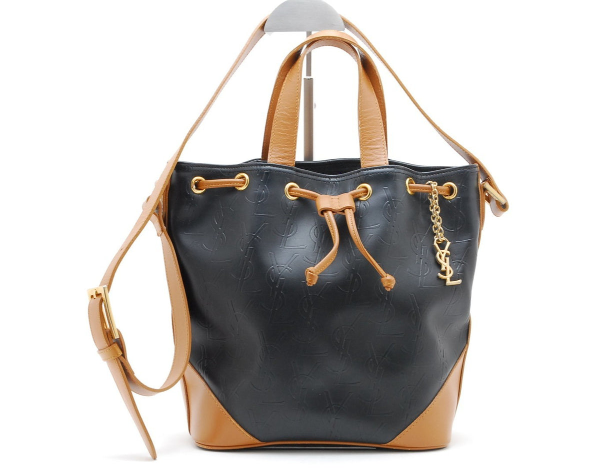 Saint Laurent YSL Monogram Shoulder Bag - Black, Leather