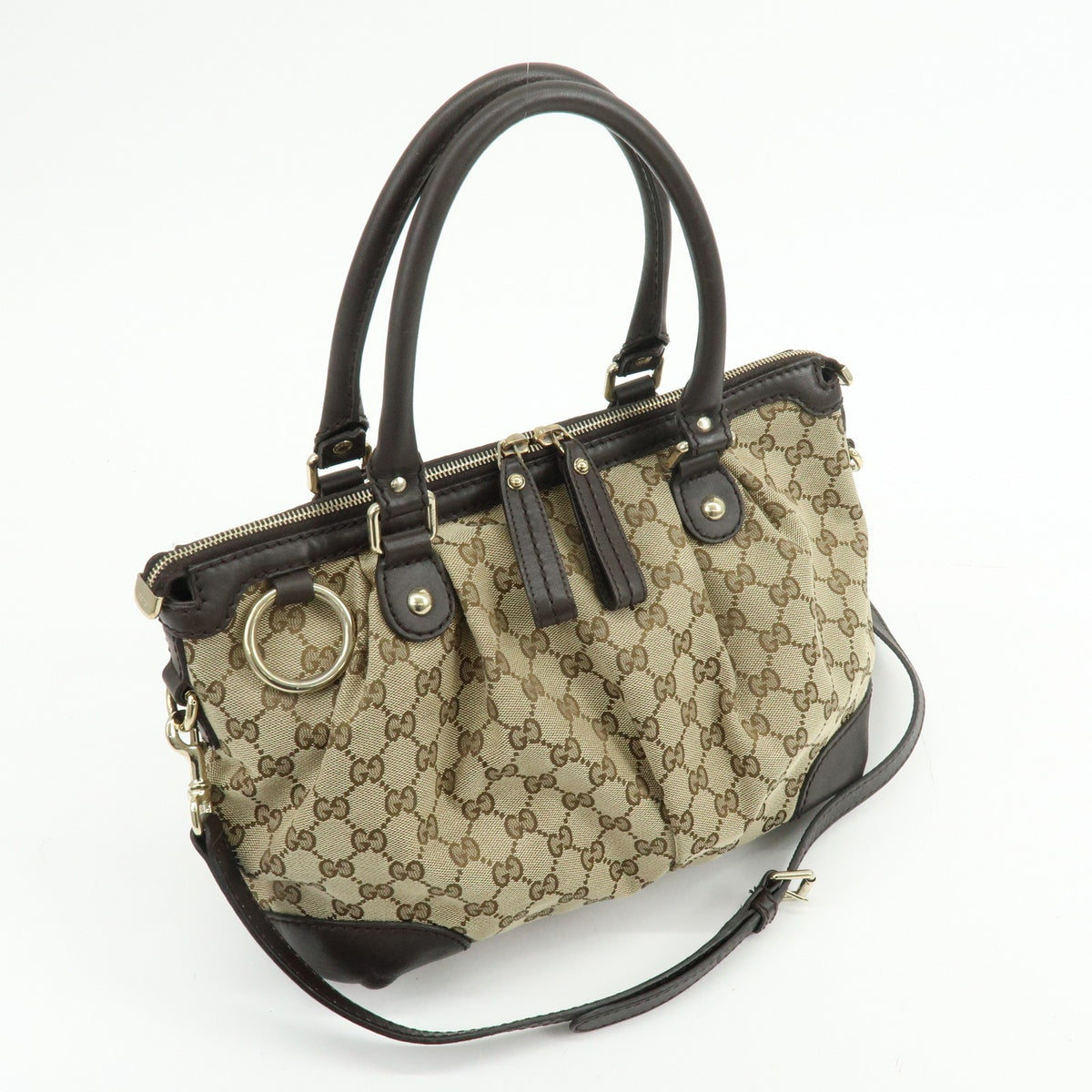 Gucci 2Way Bag - Beige Brown, GG Canvas Leather