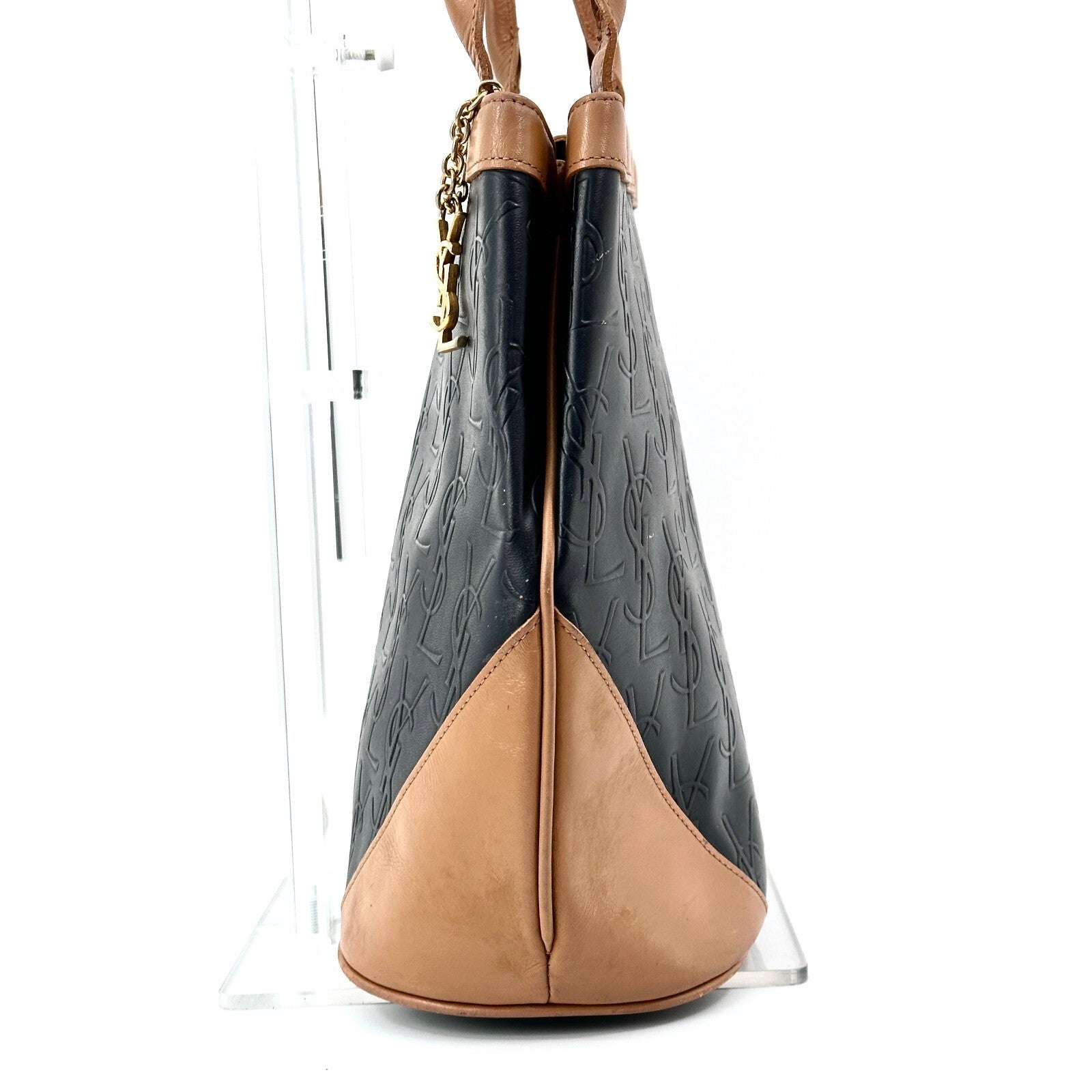 Yves Saint Laurent YSL logo tote bag Shoulder Bag - Black, Leather