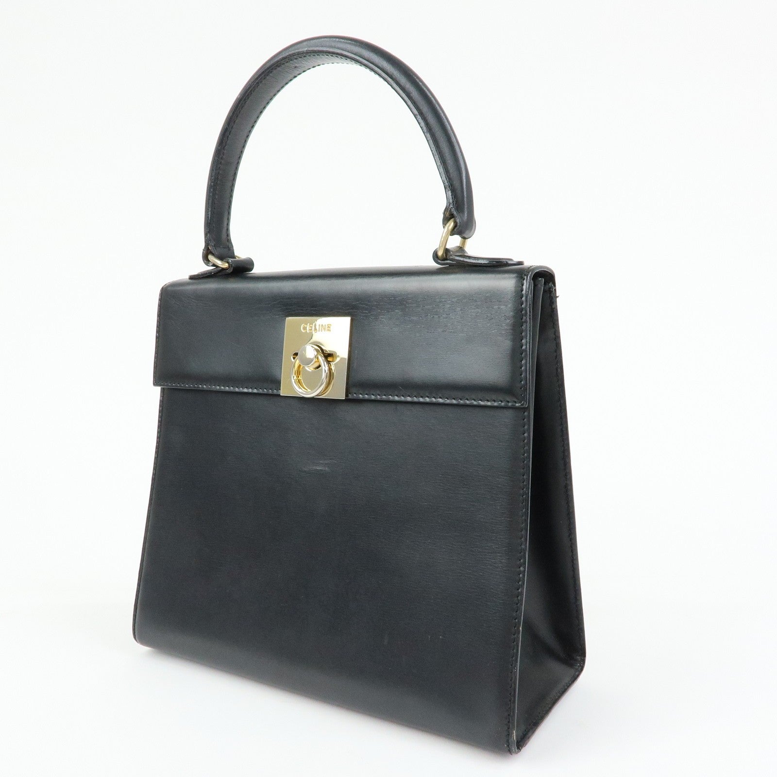 Celine Top Handle 2Way Hand Bag - Black, Leather